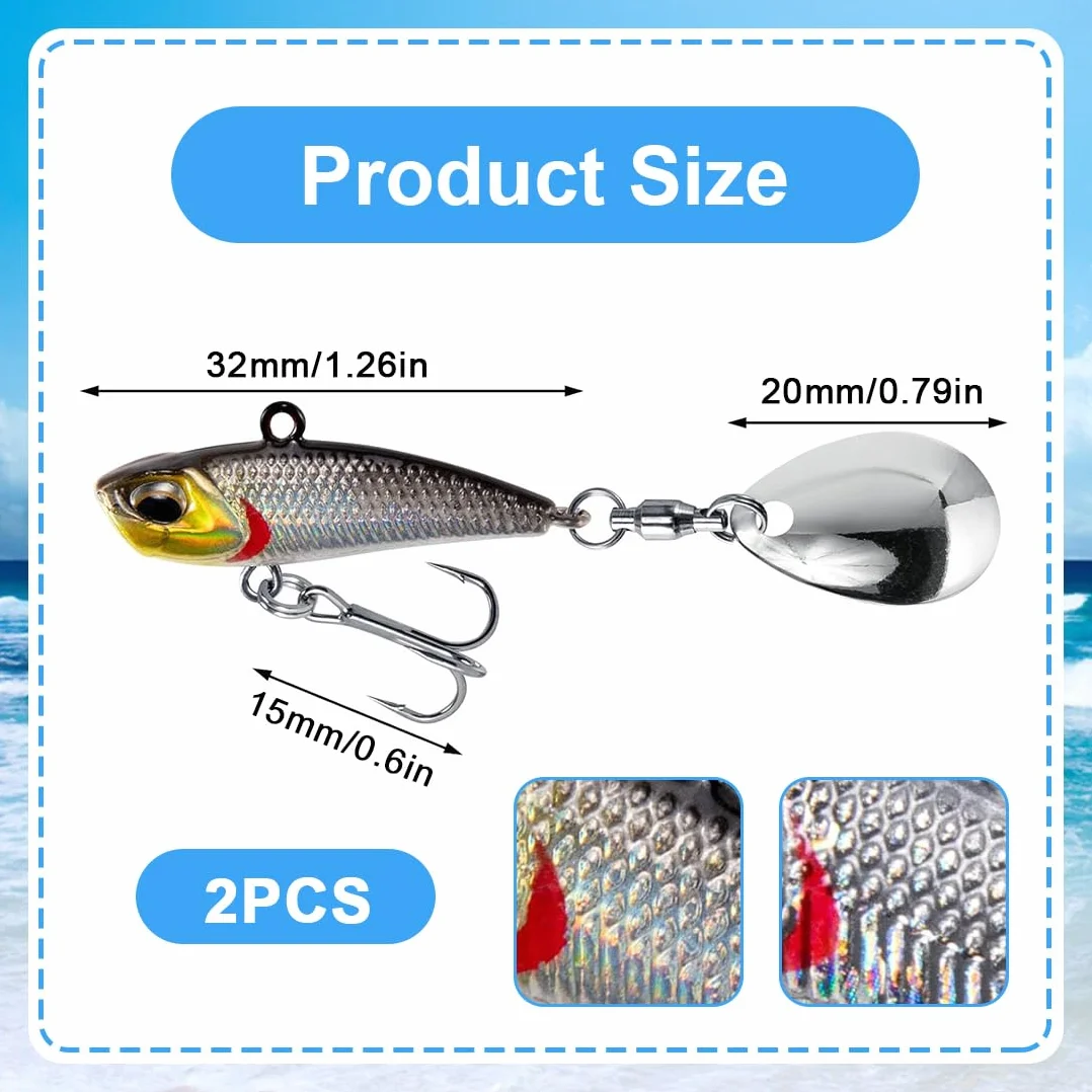 Señuelos De Pesca En Alta Mar Metralleta 2 Piezas Cebos Spinner Metal Duro Para Merluza Salmón Atún Jigging