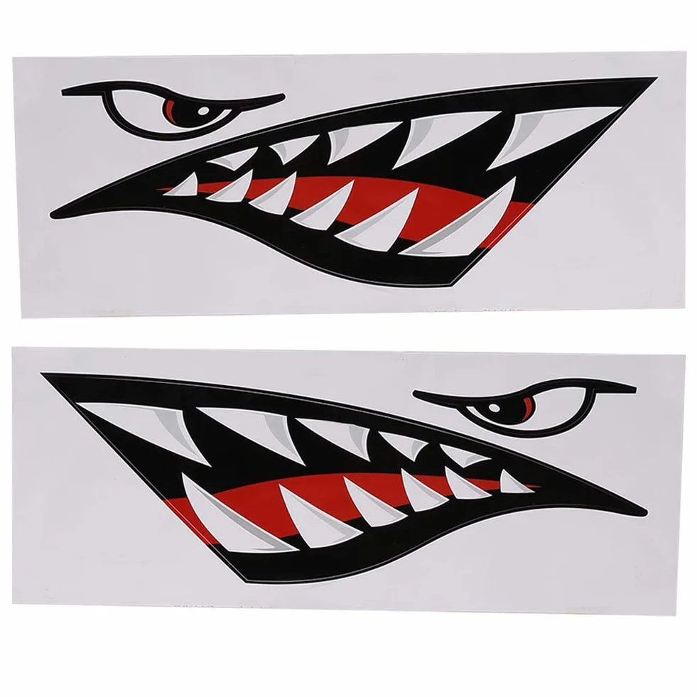 Agatige 2 Uds Pegatinas De Kayak Impermeable Boca De Dientes De Tiburón DIY Accesorios Coche Barco Pesca