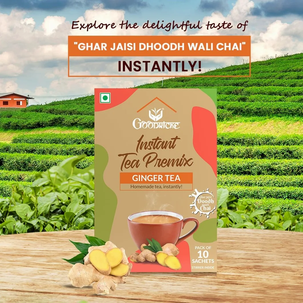 Goodricke Instant Tea Premix - Té de jengibre (2 x 10 bolsitas) | Adrak Chai | Bolsitas de té instantáneo premix de jengibre
