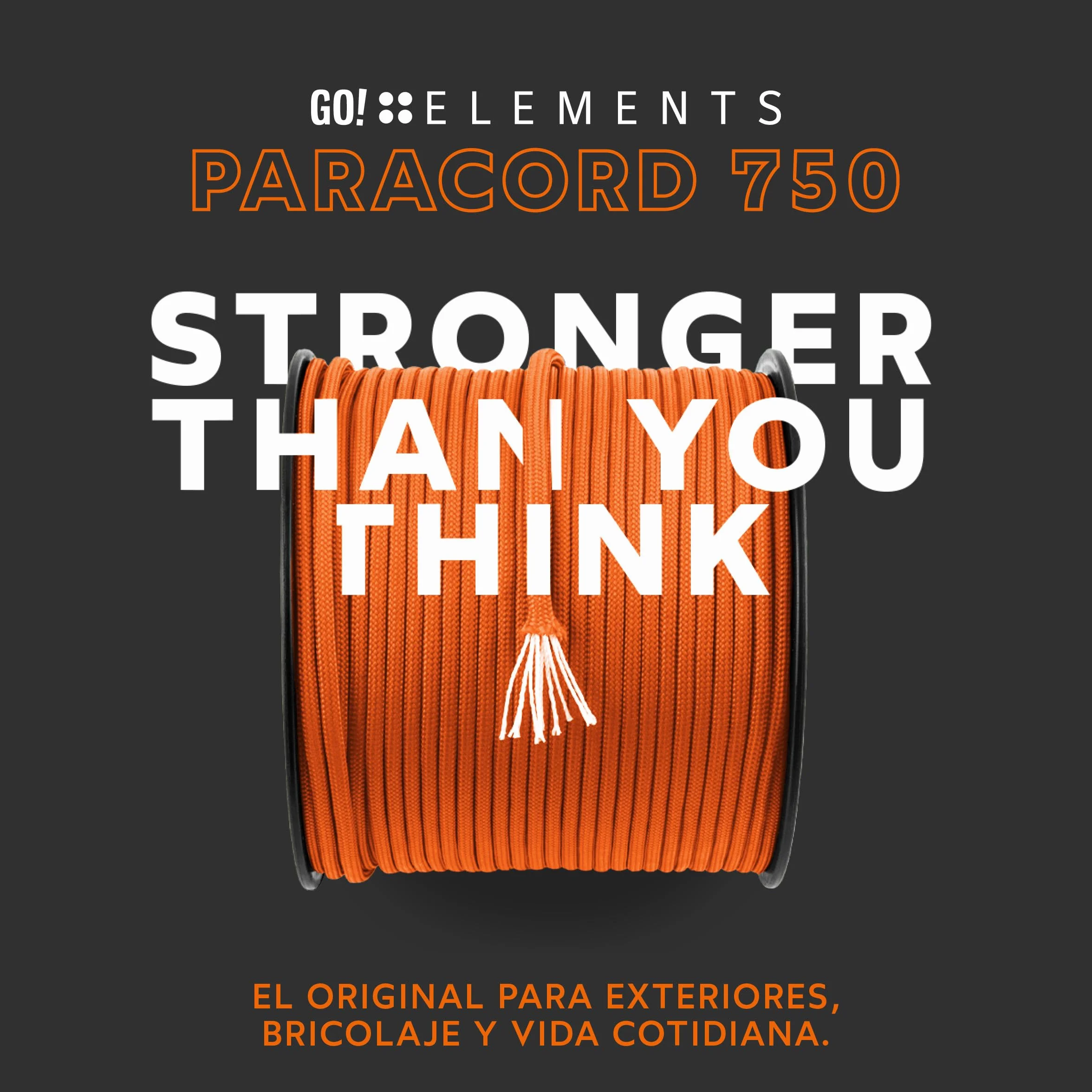GO!elements Paracord 750 Seil aus reißfester Nylonschnur - Allzweckseil & Reepschnur