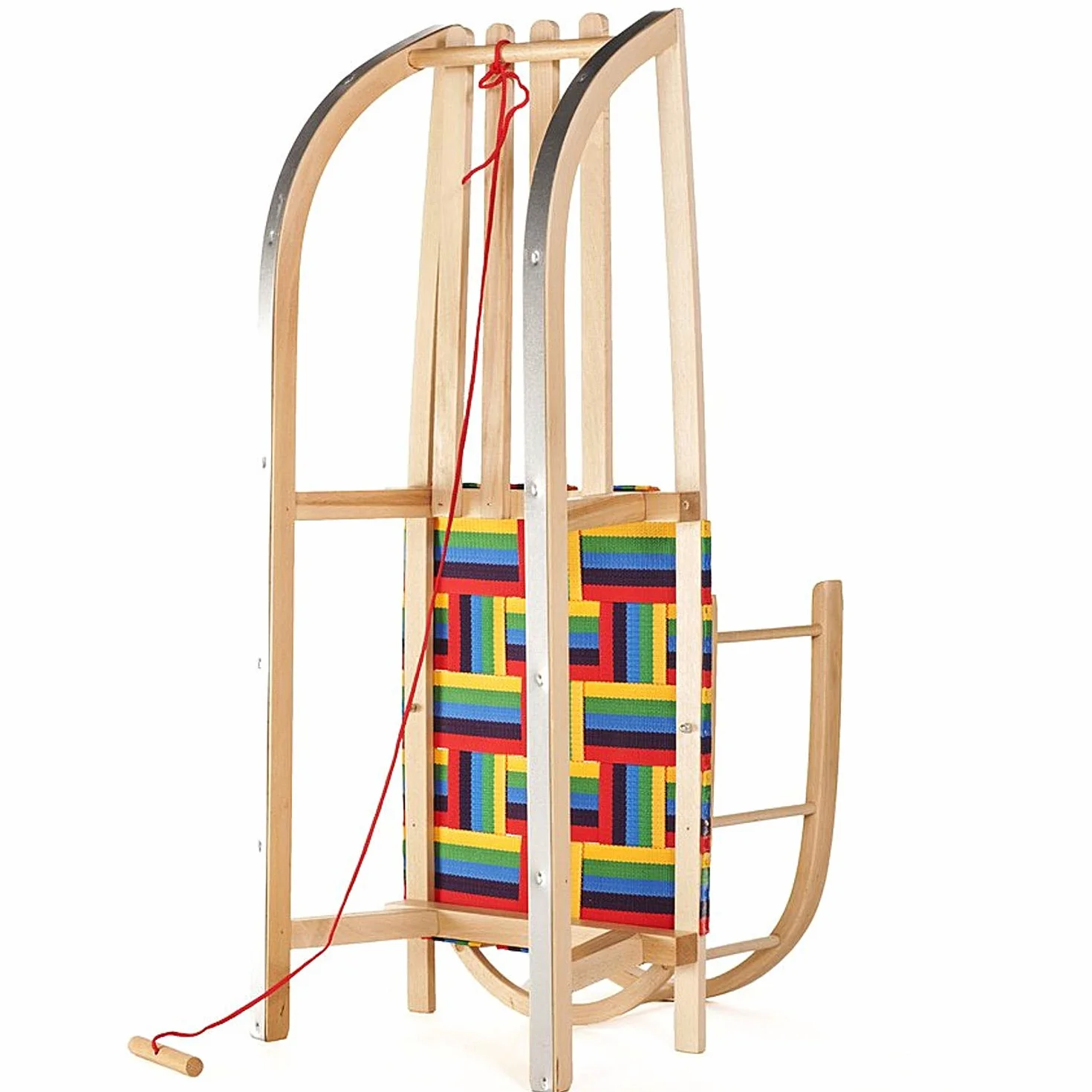 Trineo de Madera de Haya con Cuerda para Niños Multicolor - Trineo de Invierno Robusto