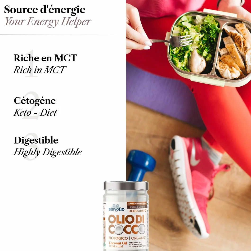 BENVOLIO - Aceite de coco orgánico desodorizado | 950 ml | Puro, versátil e inodoro | Sin lactosa | Hidratante para la piel y el cabello | Cocina y cuidado personal | Aceite de coco y kokosöl