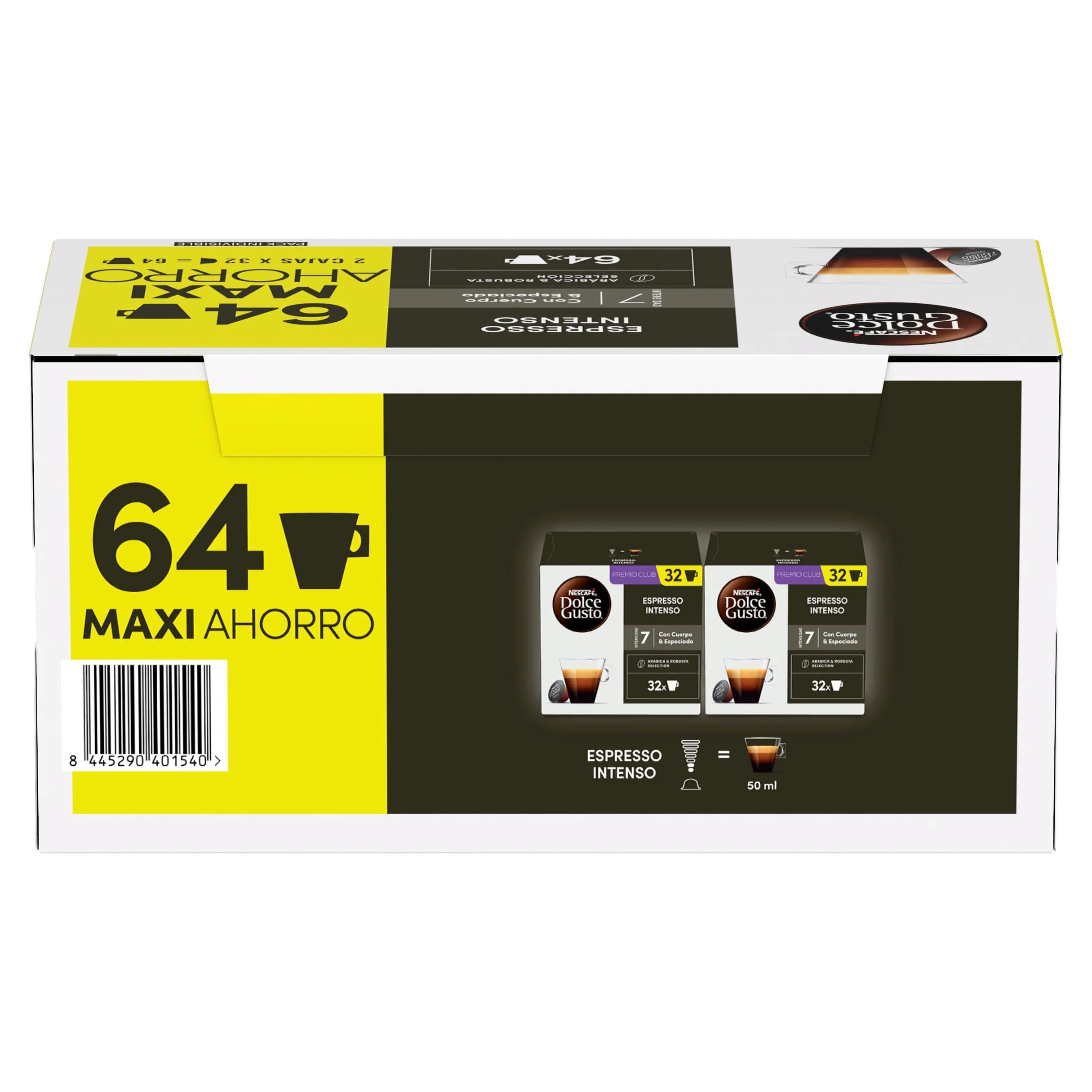 NESCAFÉ Dolce Gusto Espresso Intenso - Cápsulas de Café, 64 Cápsulas (2x32) - Orgiginales para cafeteras Dolce Gusto