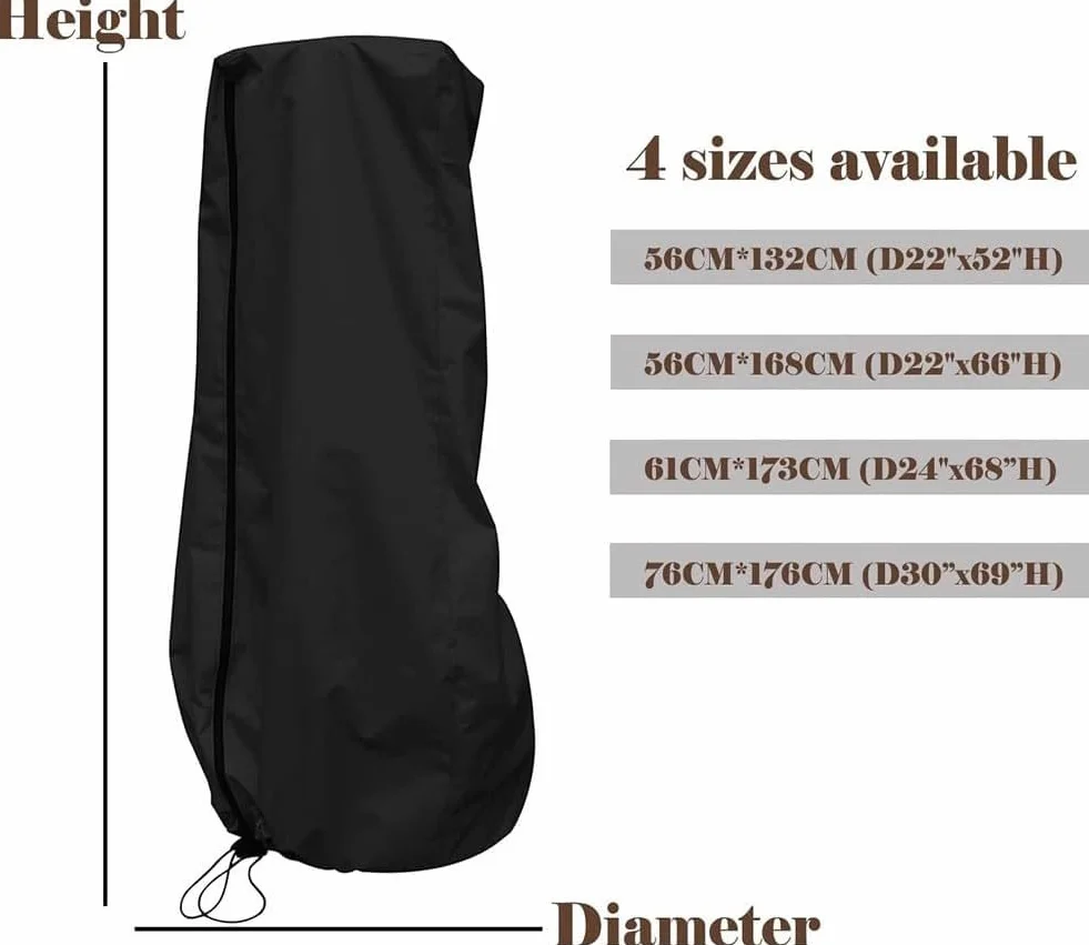 Funda impermeable para saco de boxeo, nailon, negro, 176 x 76 cm