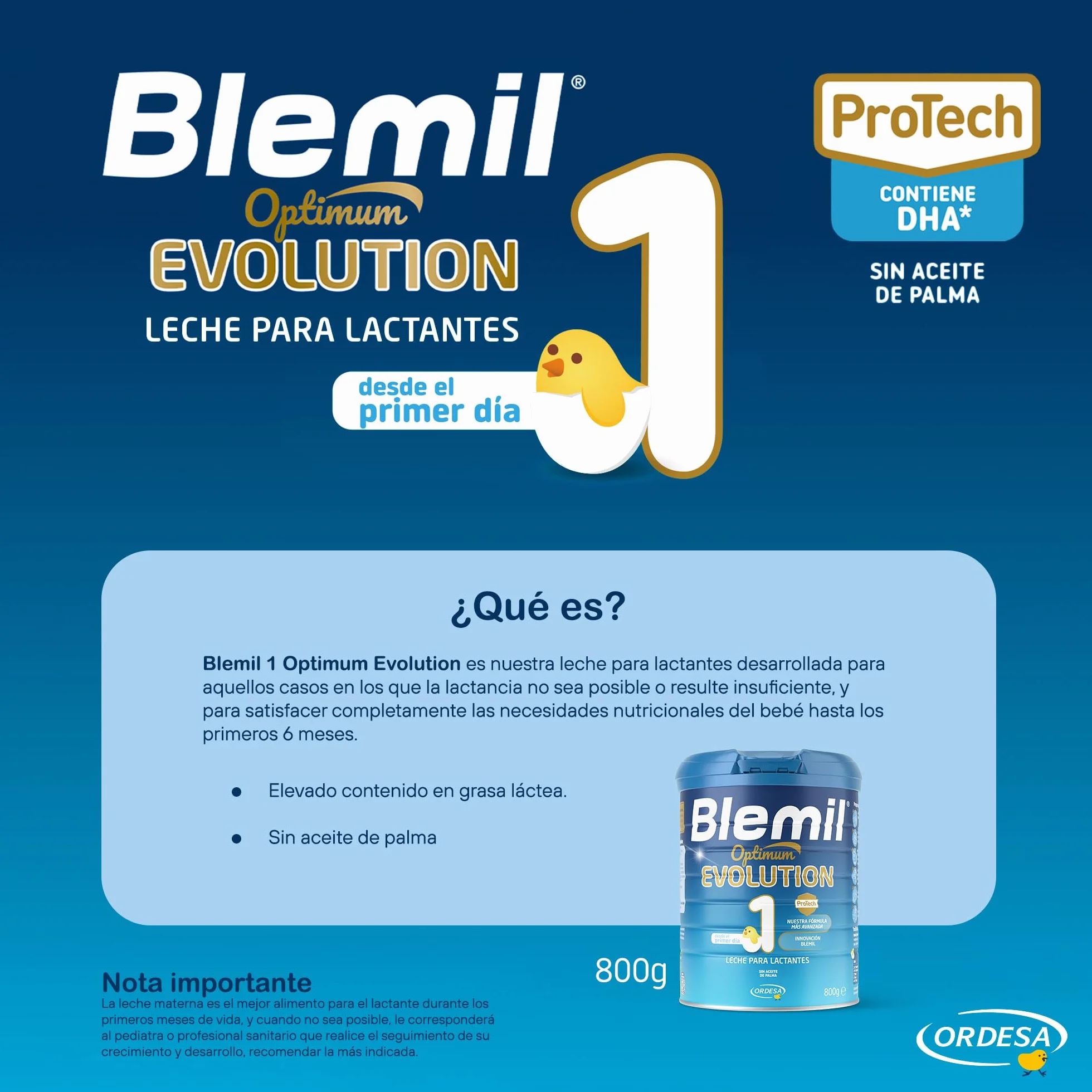 Blemil 1 Optimum Evolution 800g Leche de Inicio en polvo para Bebé
