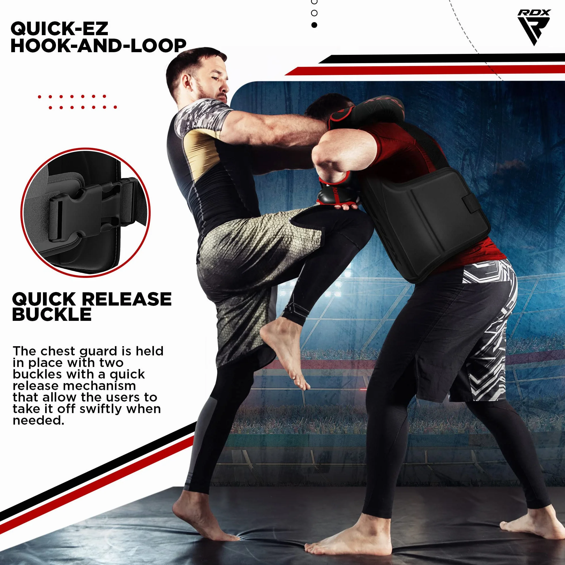 RDX Protector de Pecho Maya Hide Cuero Acolchado Ajustable para Muay Thai, Artes Marciales, Kickboxing