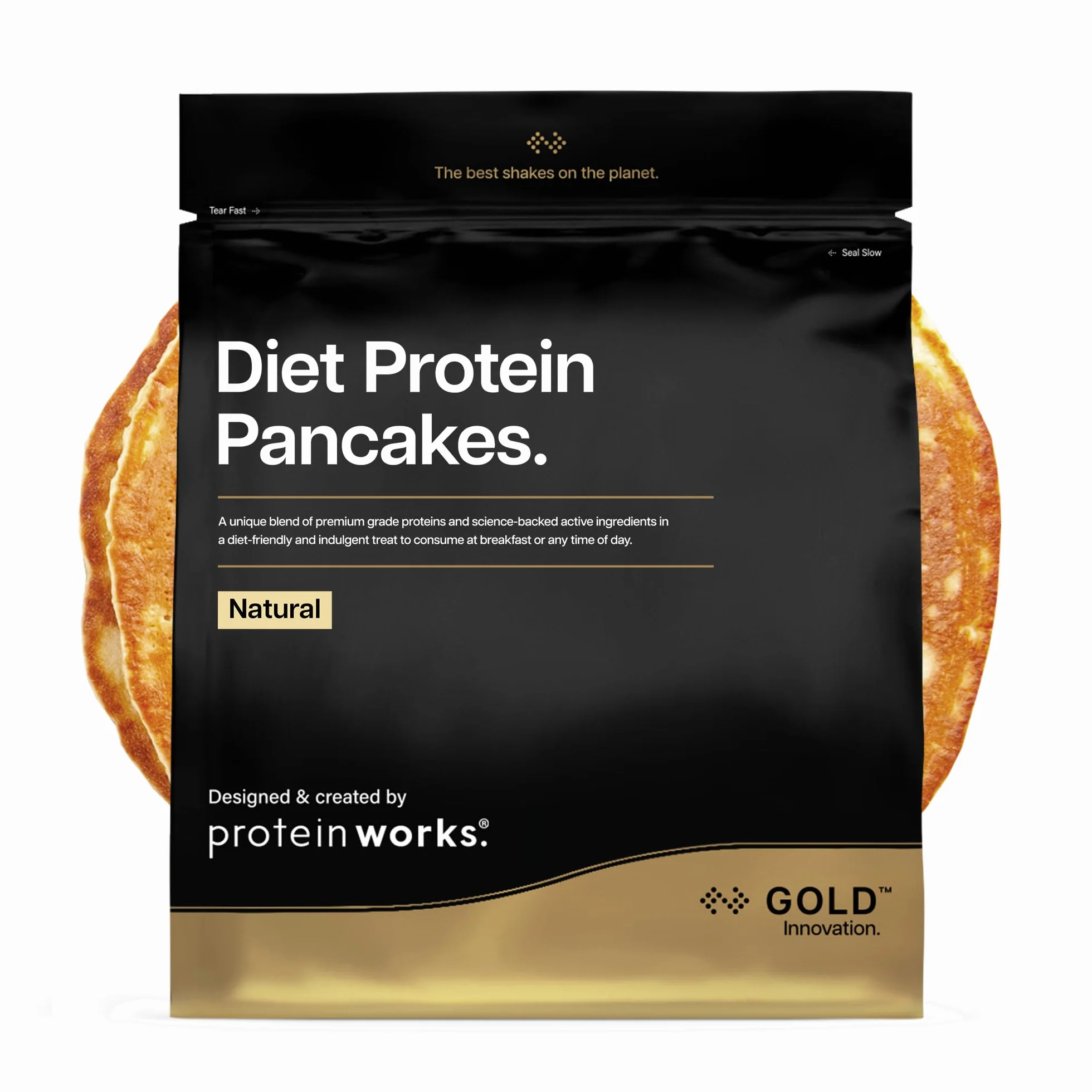 Protein Works | Diet Protein Pancakes – GOLD Innovation, Mezcla Pancakes Proteicos Premium, Desayuno Bajo en Calorías, Bajo Grasa & Azúcar, Apoya Pérdida de Peso, Natural, 25 Porciones, 1kg