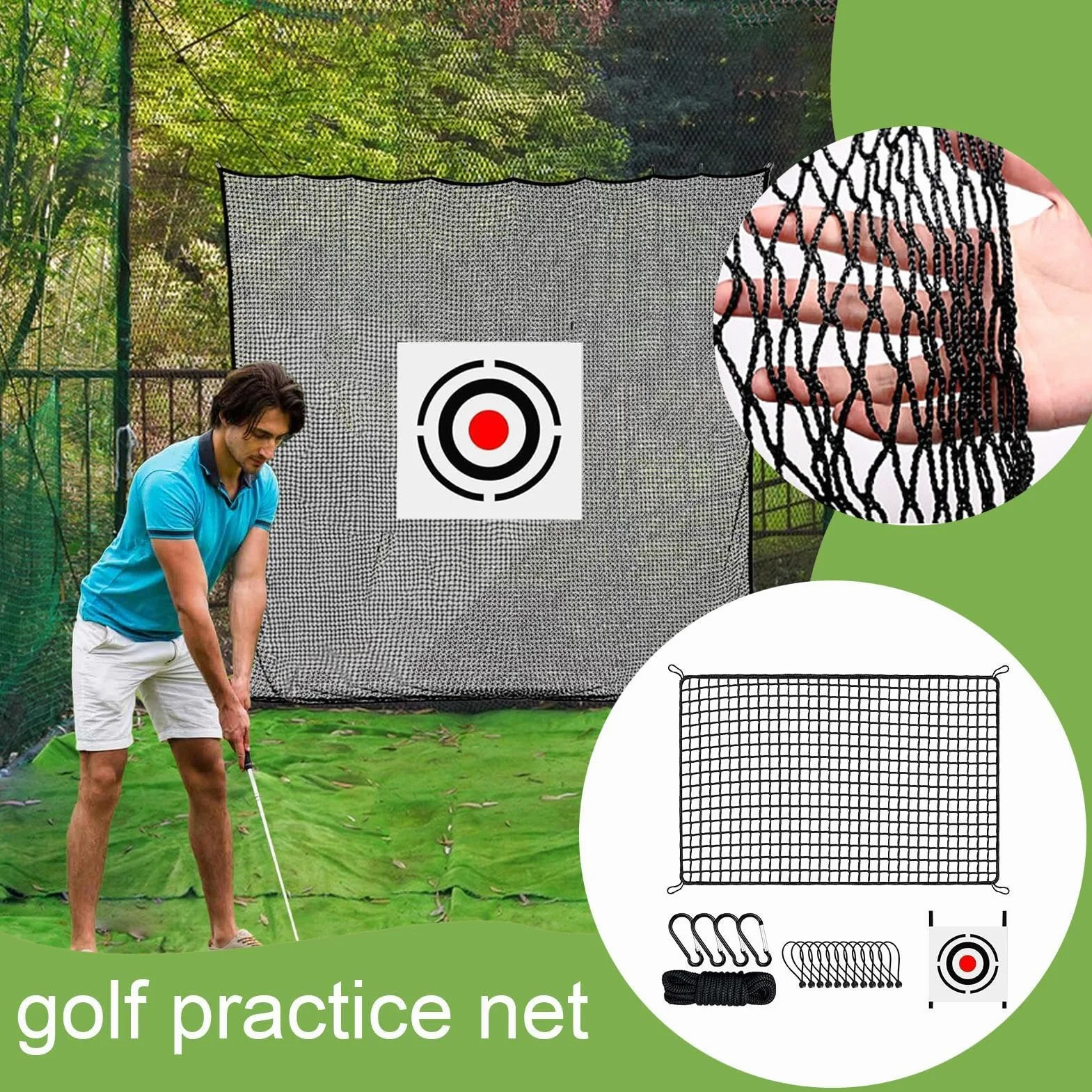 Red de práctica de golf, simulador de entrenamiento de swing con 12 cuerdas elásticas
