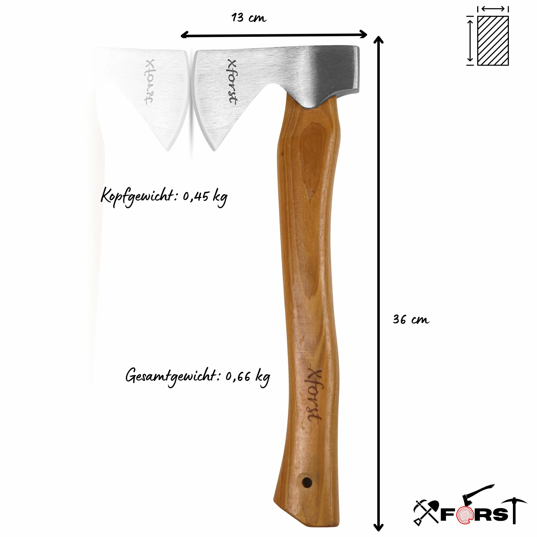 Hacha Xforst Vikinga de Mano con Mango de Madera de Hickory Modelo X-TA5x TA