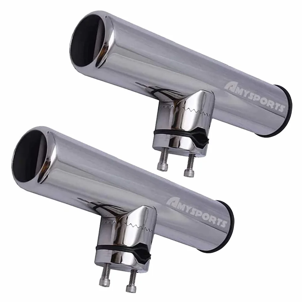 AMYSPORTS Soporte Cañas de Pescar Inoxidable para Barco Rieles 3/4" a 1" 19 mm a 25 mm