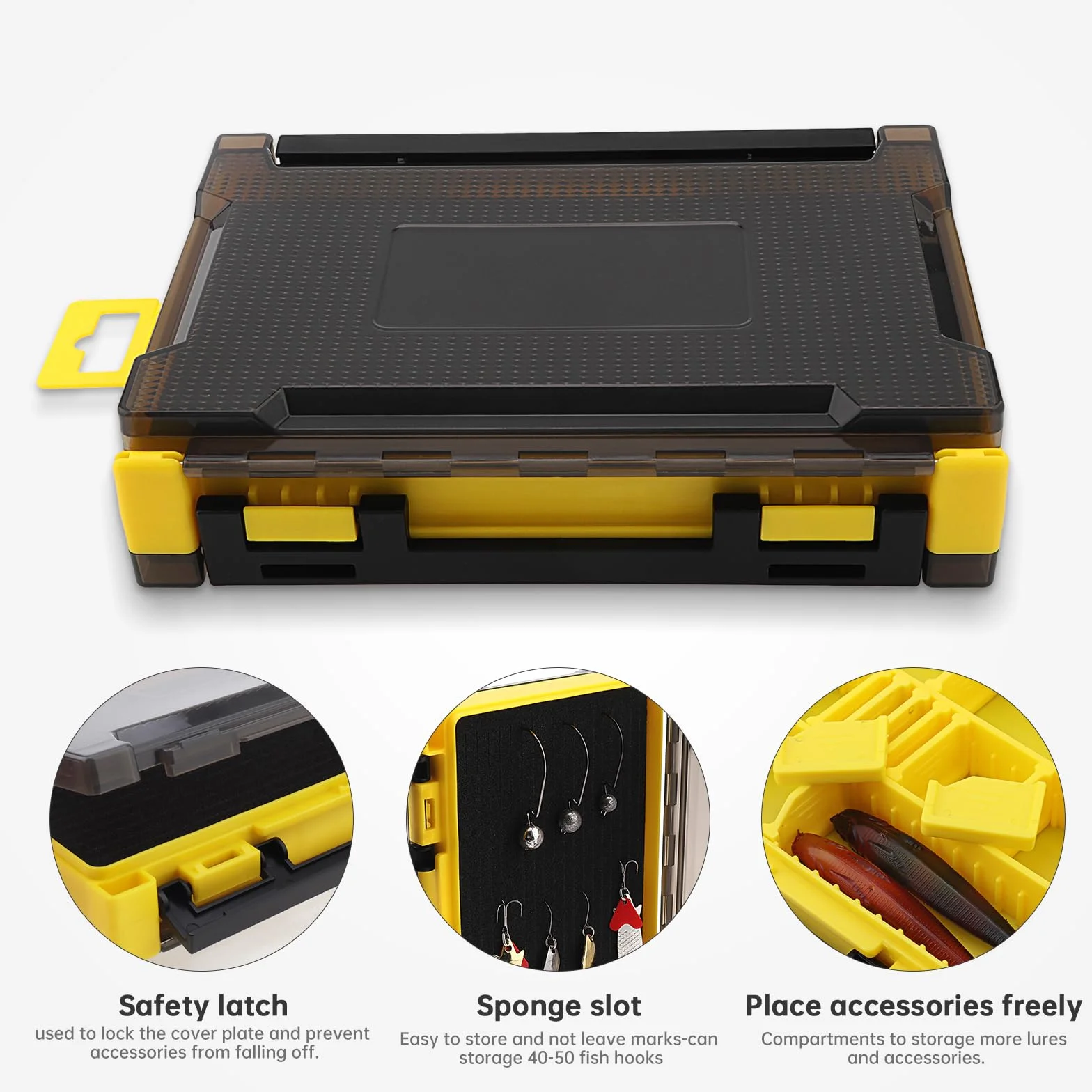 Caja organizadora doble cara para accesorios de pesca 20,5 x 14,5 x 4,5 cm resistente al agua