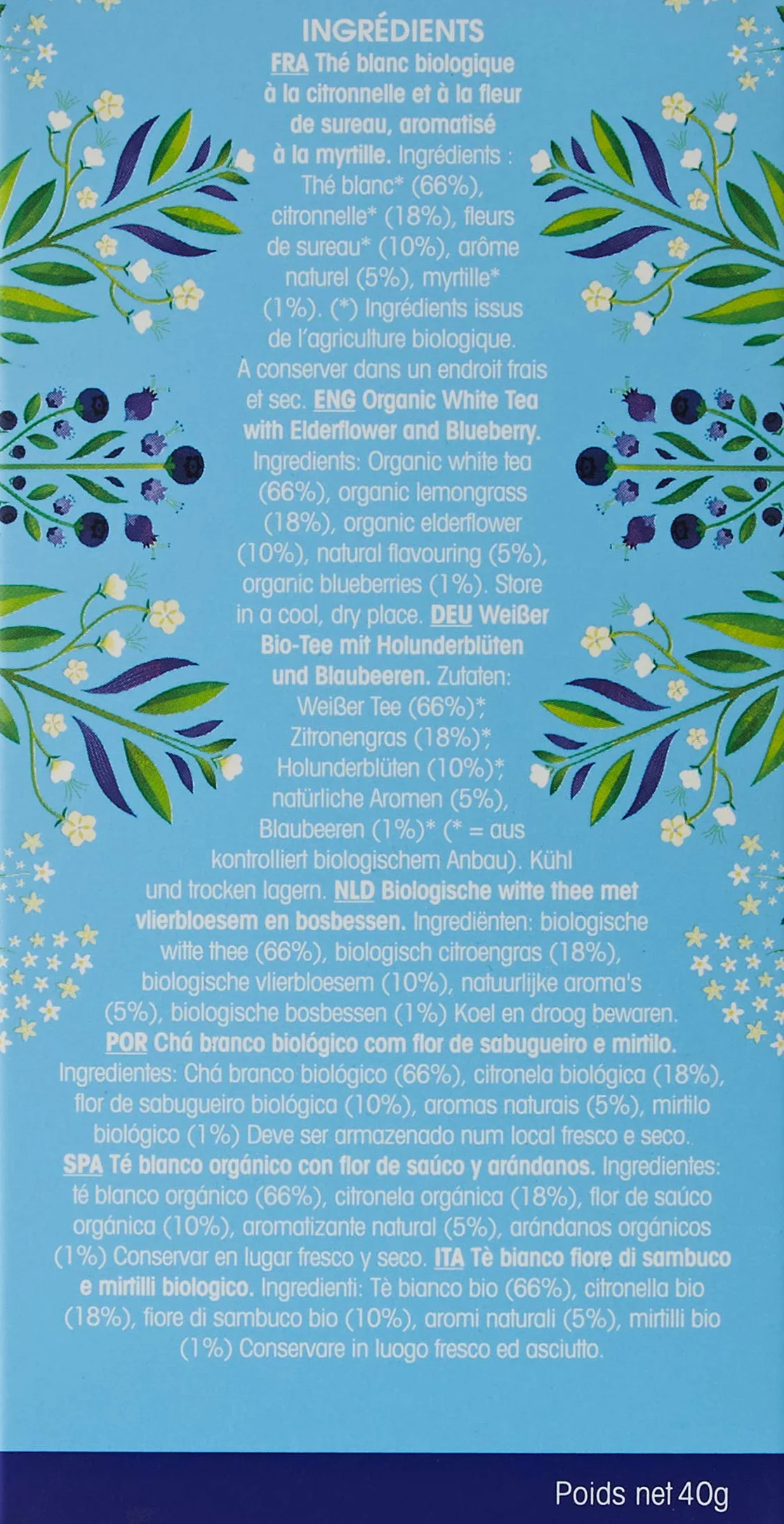 English Tea Shop Té blanco orgánico, arándanos y flores de saúco, súper té