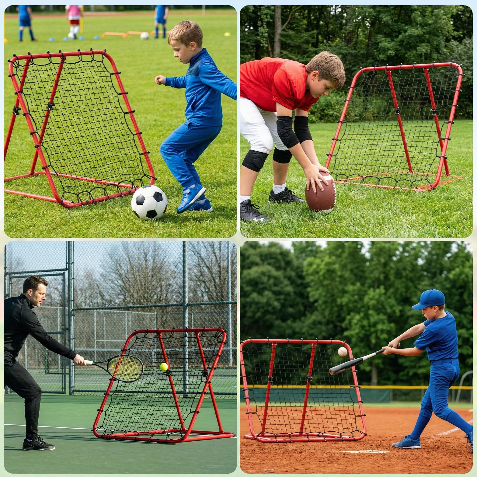 LARMNEE Reboteador de Fútbol con Ángulo Ajustable 0°-75°, Red de PE, Entrenamiento Portátil