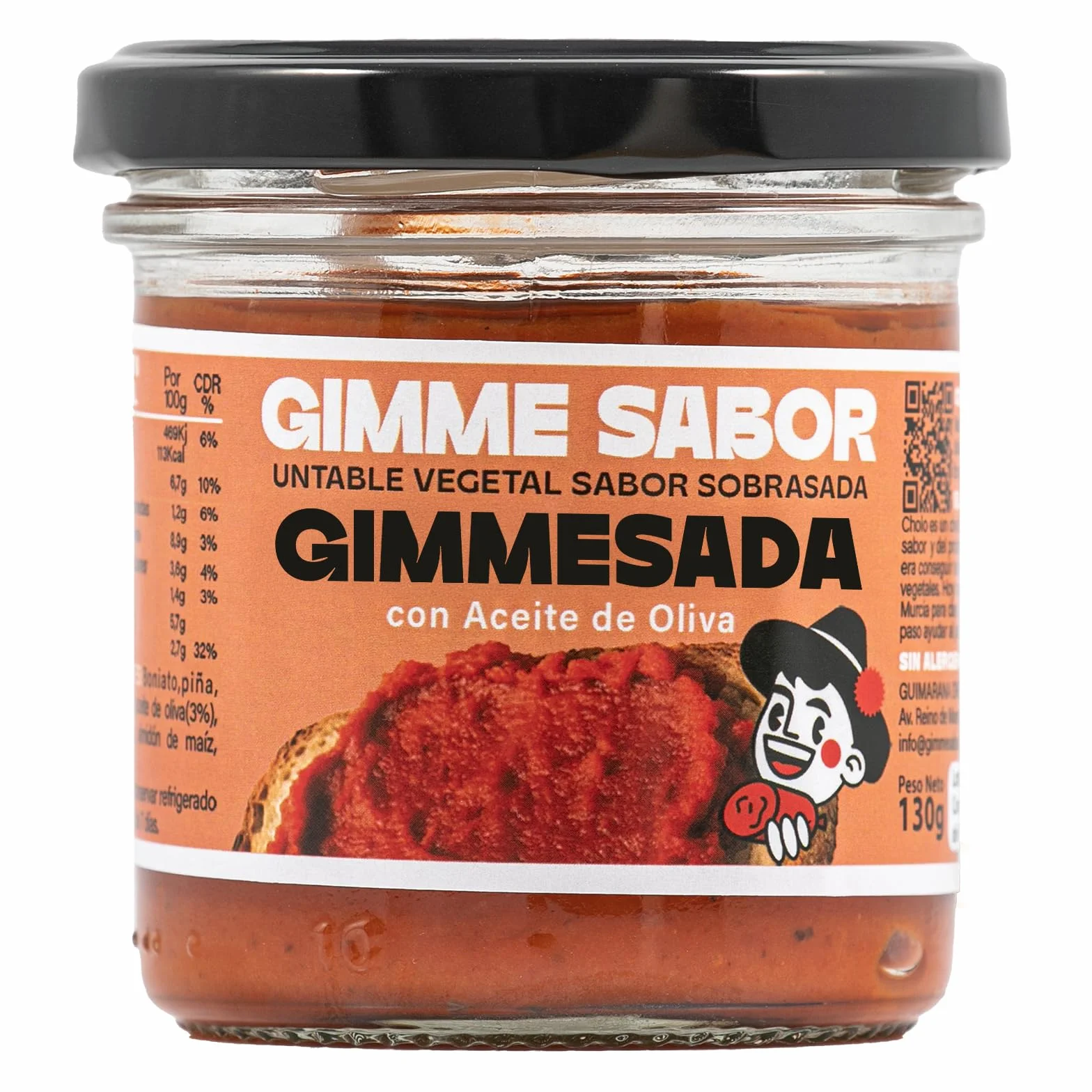 Paté Vegetal Sabor Sobrasada | Untable Vegano Bajo en Calorías con Aceite de Oliva | Sin Alérgenos, Ideal para Deportistas | Gimme Sabor 130g