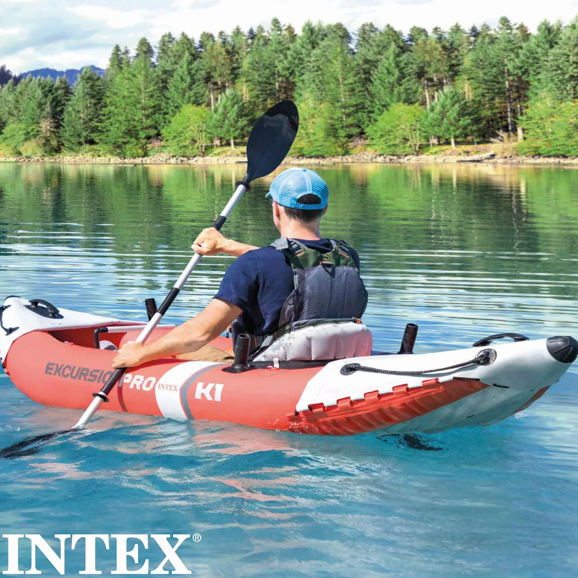 INTEX Kayak Hinchable Excursion Pro Remo + Hinchador