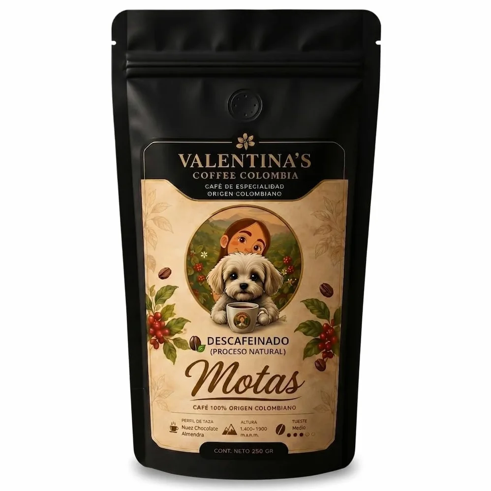 Valentina's Coffee | Motas | 1000 gr | En Grano | Sabor Chocolate. con notas de nuez y almendra | Intensidad Media | 100% Café Colombiano de Especialidad