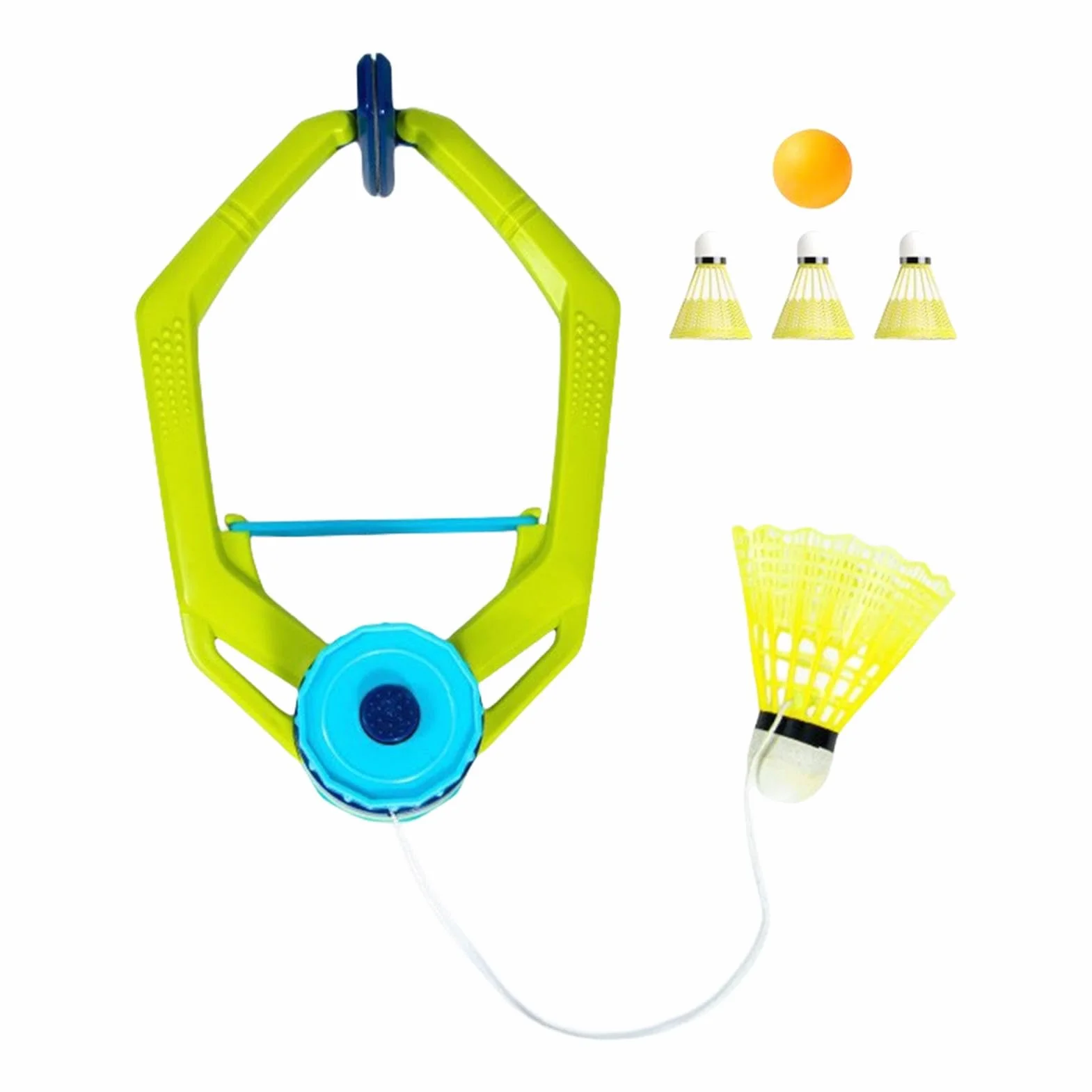 Entrenador de bádminton ajustable para práctica de rebote, incluye volante con cuerda, tenis de mesa y pelotas de bádminton, 15x23 cm