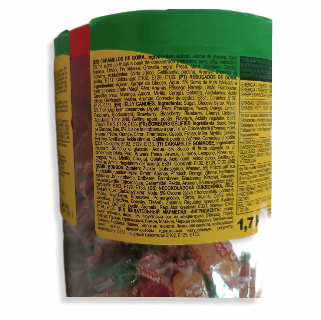 Fruity Jelly Damel Caramelos Envueltos 0% Grasas - Tarro Reutilizable | Contiene 1,7kg