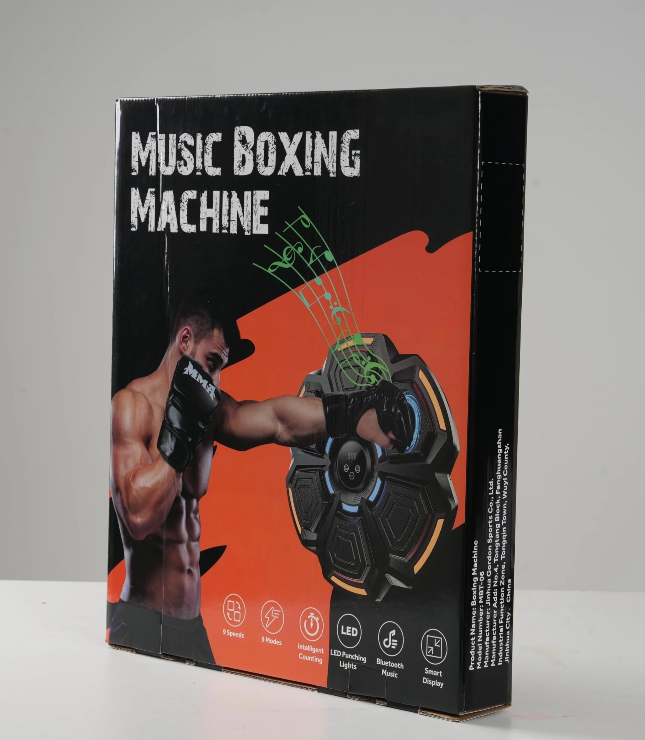 Máquina de Boxeo Musical con Bluetooth, 9 Modos de Velocidad, Recuento Inteligente y Luces al Ritmo de la Música