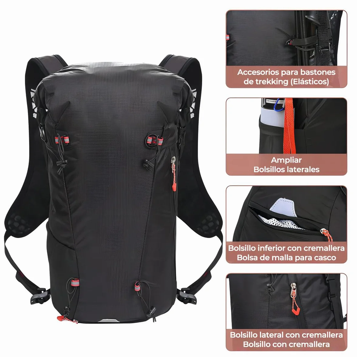 Mochila de hidratación impermeable ligera para senderismo correr ciclismo