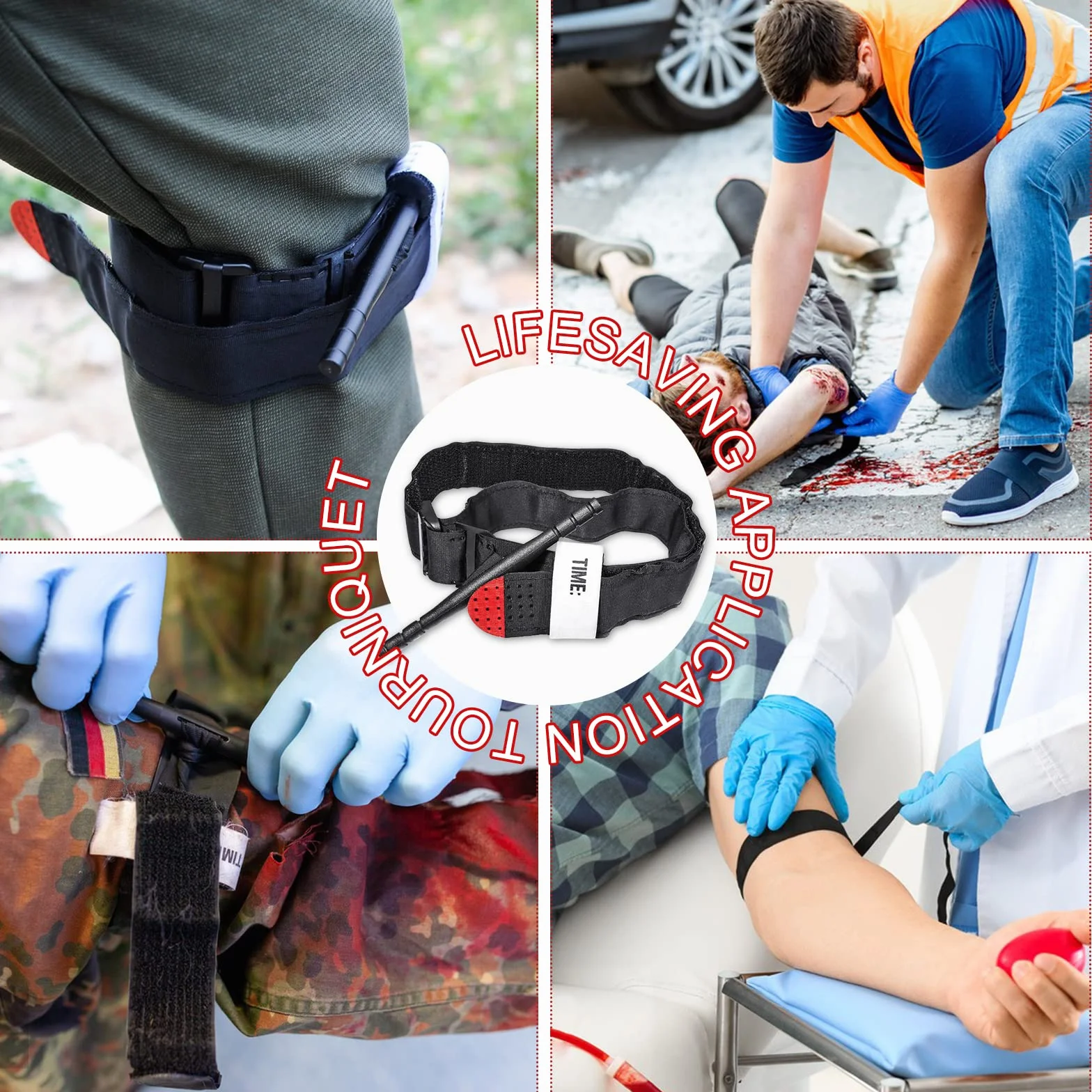 Torniquete con Soporte Táctico Militar 4 Piezas para Acampar Senderismo
