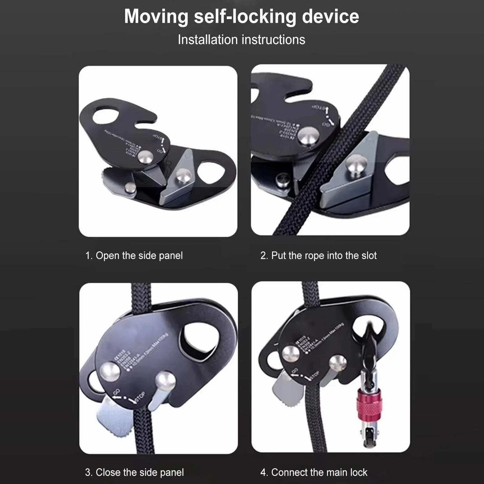 Dispositivo Auto Belay Aluminio Forma Ganso Autobloqueo para Escalar Árboles Alpinismo