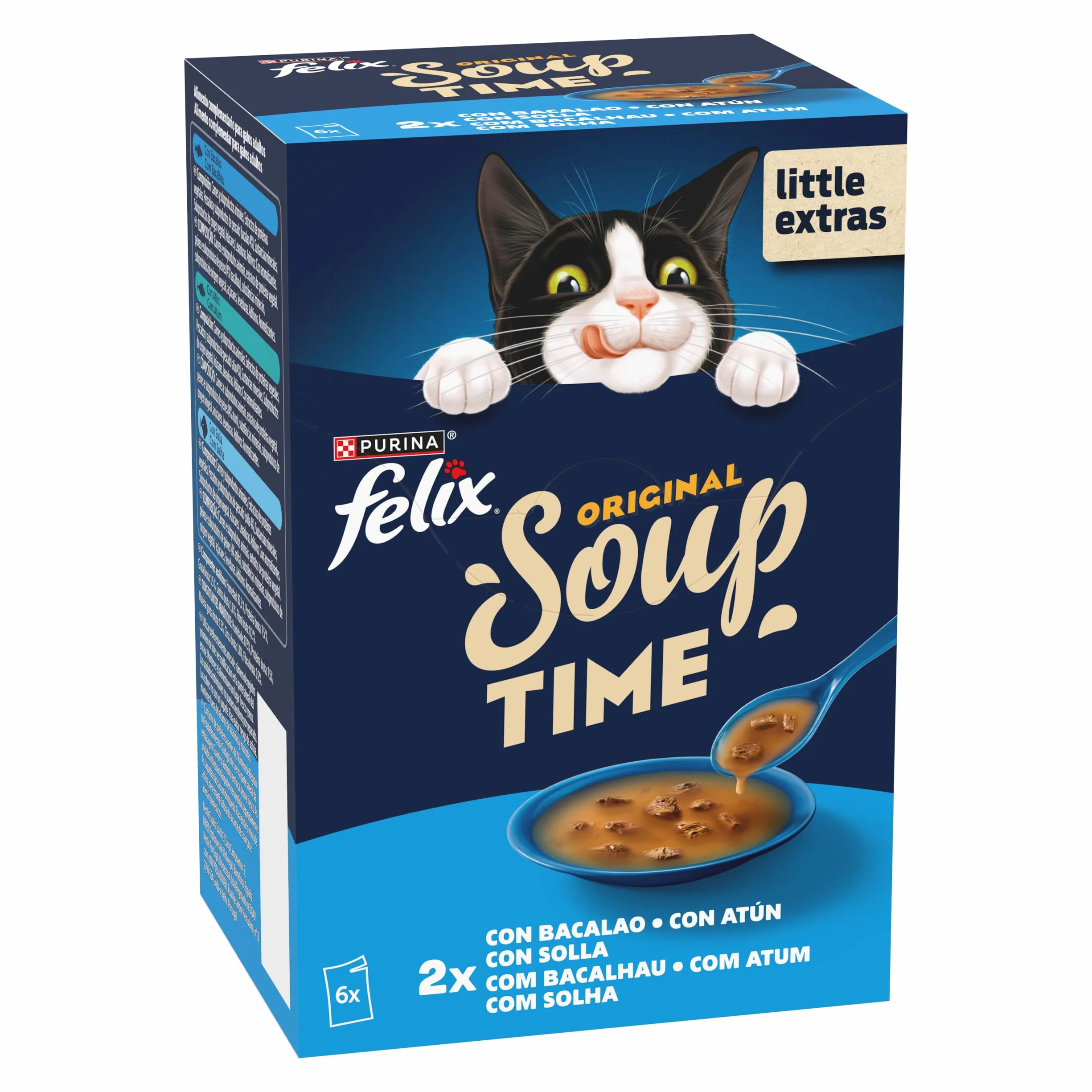 PURINA® FELIX® Soup Time Original con Bacalao 48 Unidades x 48gr