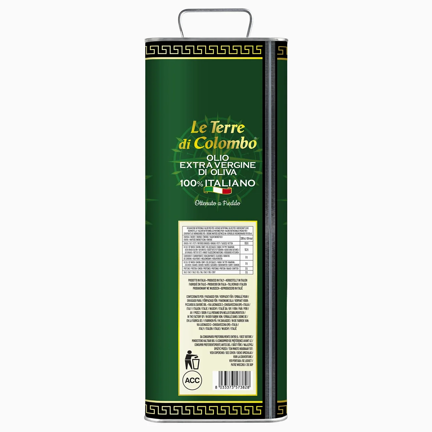Le Terre di Colombo – Aceite de oliva virgen extra 100% italiano, 5 L