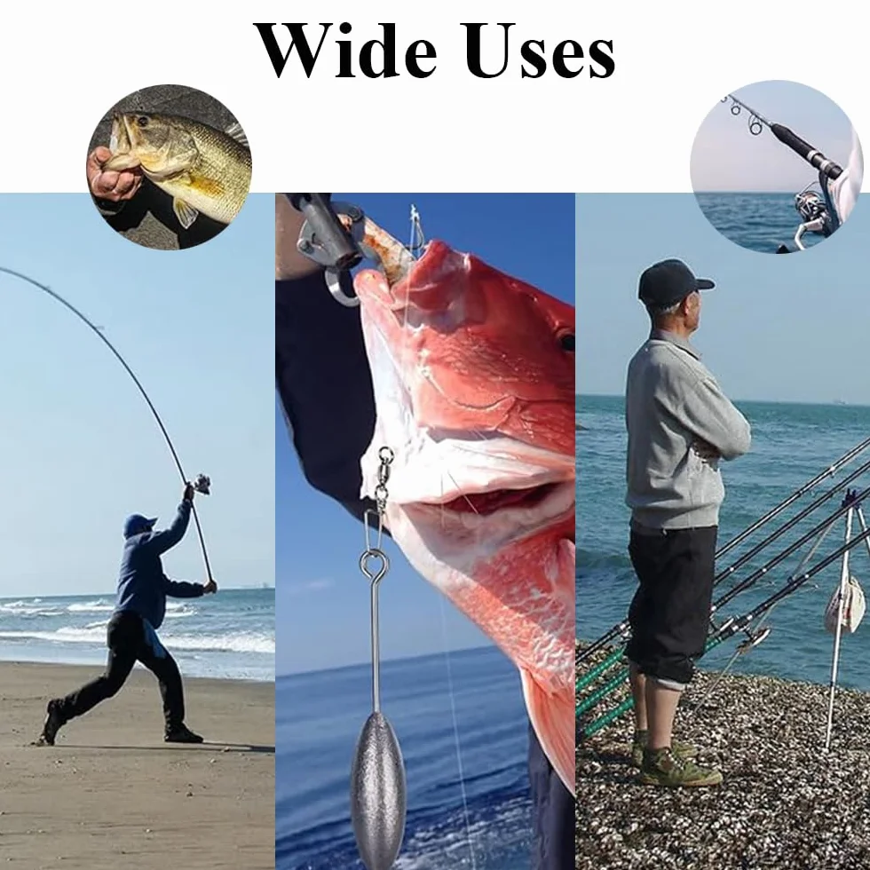 Pesas de pesca cola larga 5 uds plomos fundición mar agua salada surf playa