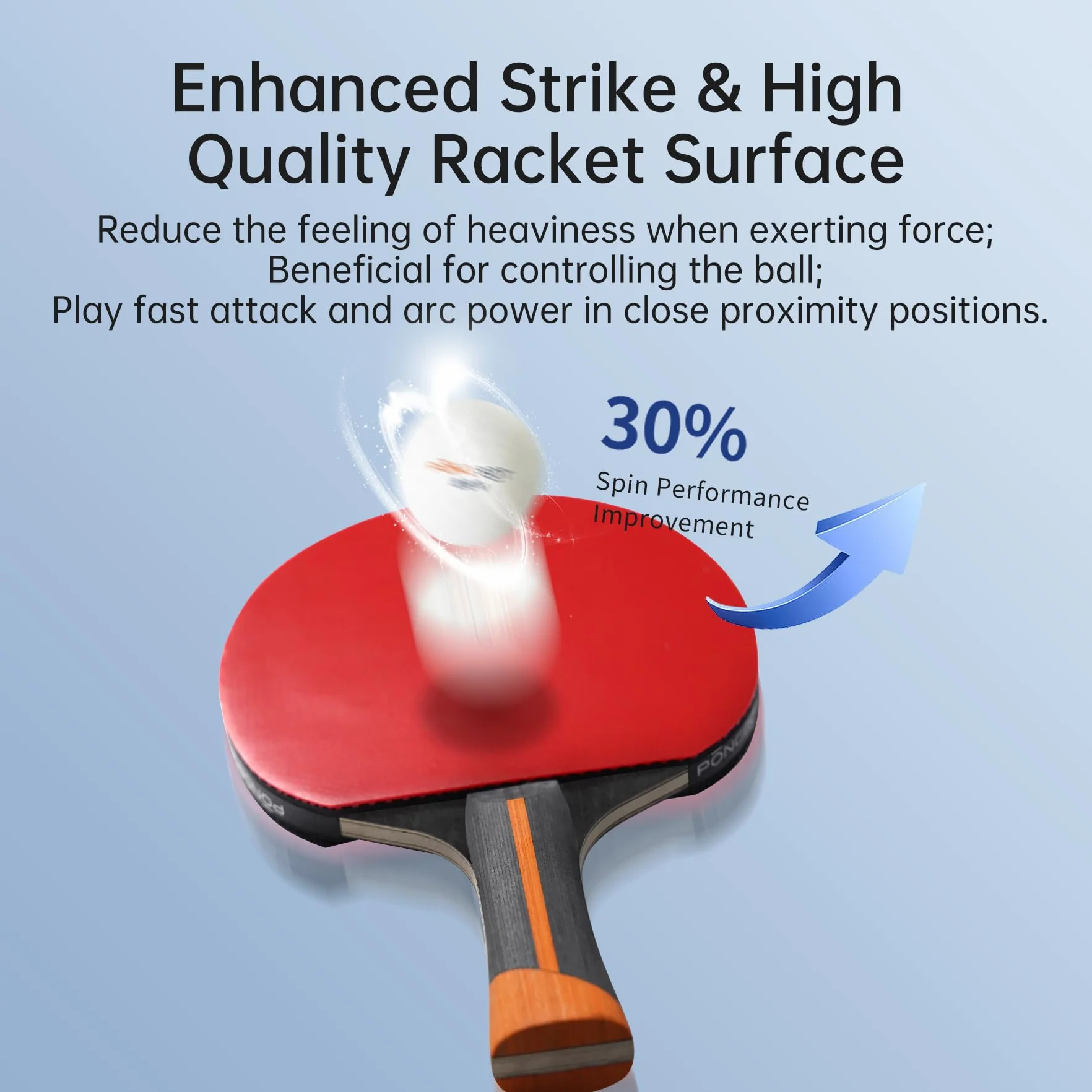 PONGBOT Five-Star Pala de ping pong profesional fibra de carbono 7 capas con funda rígida