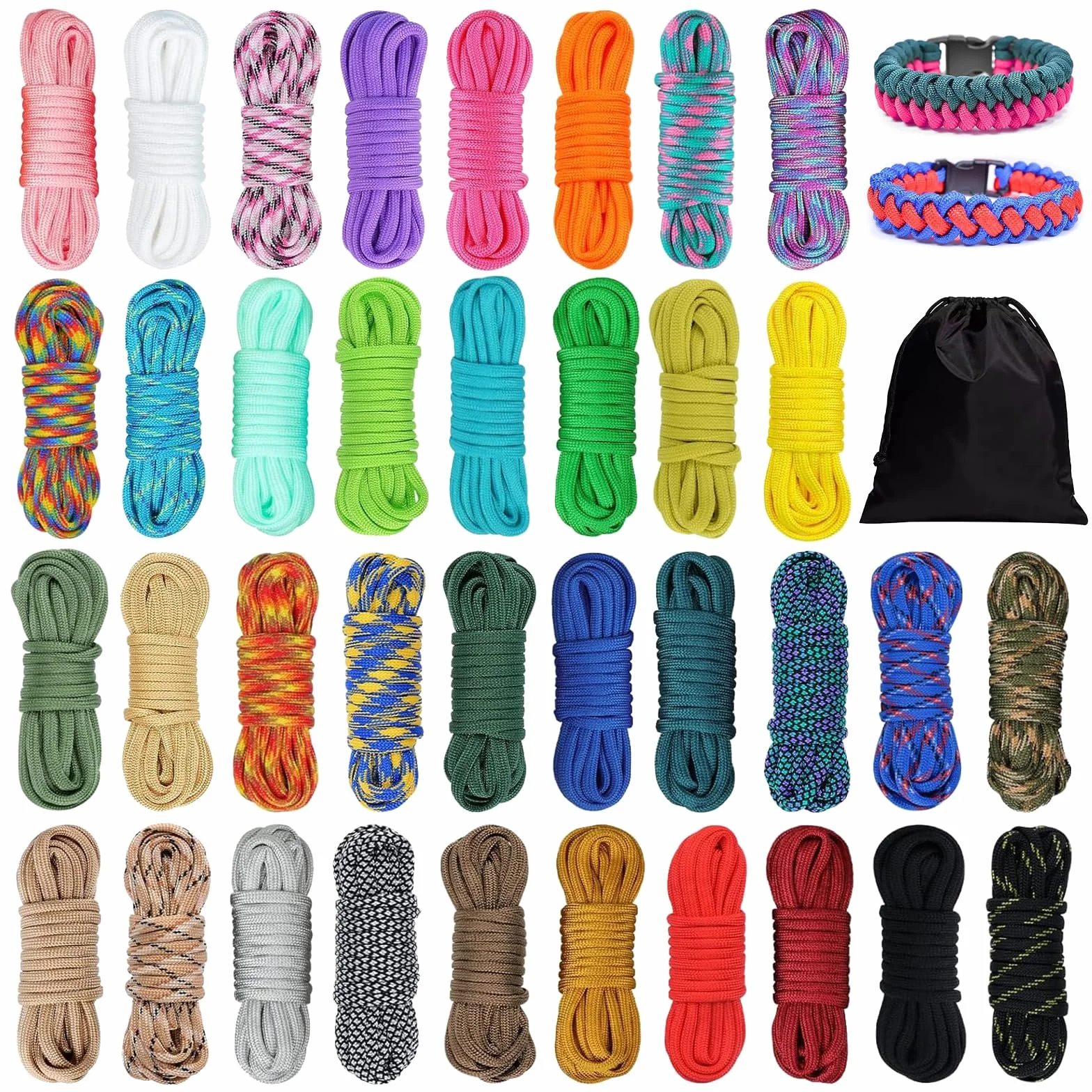 Kit de cuerda de paracaídas 550, 36 colores, 10 pies, 4 mm, nailon de 7 hebras, cuerda de supervivencia