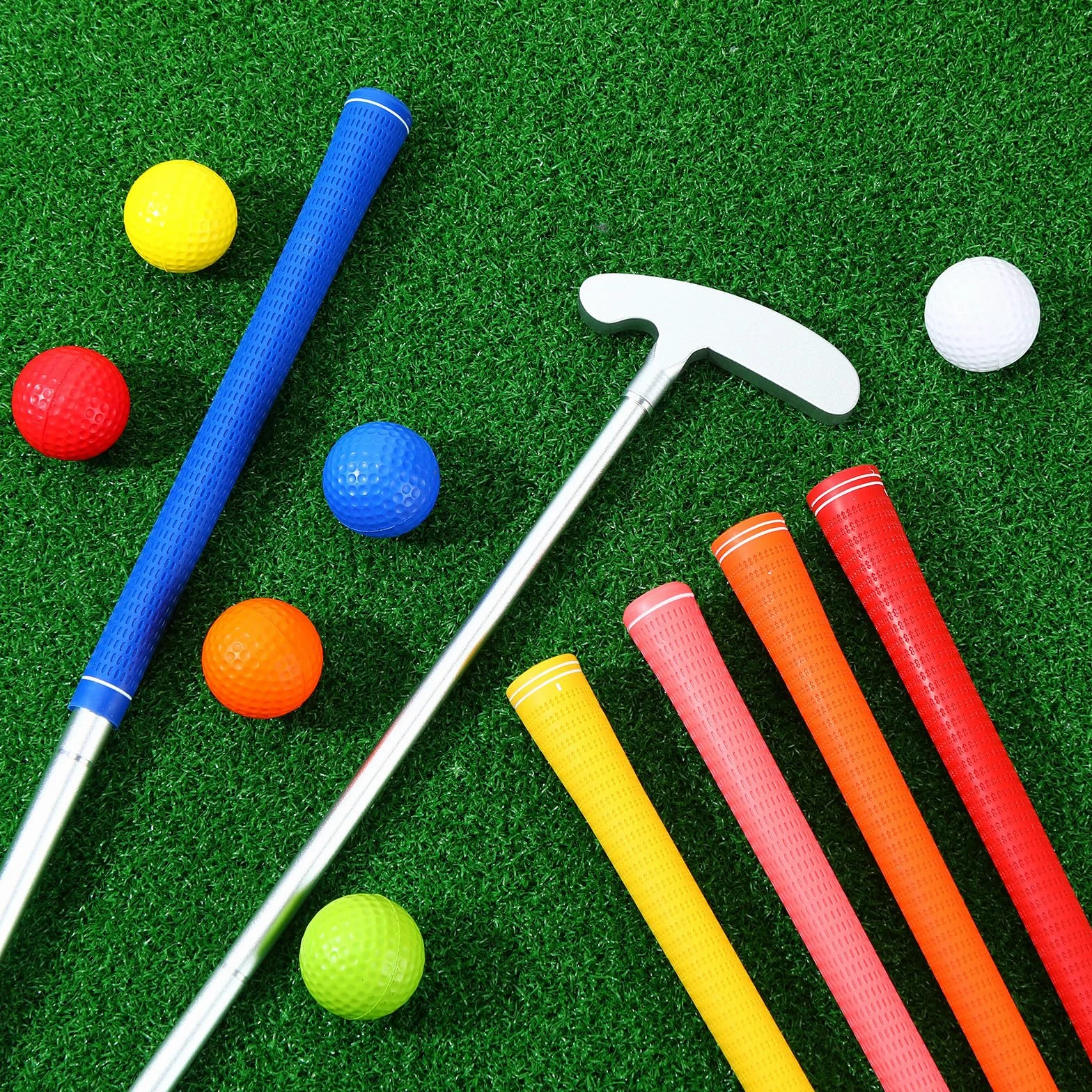 Liliful Mini Putter de Golf para Niños, 6 Putters y 6 Pelotas, Agarre Desmontable, Diestros y Zurdos