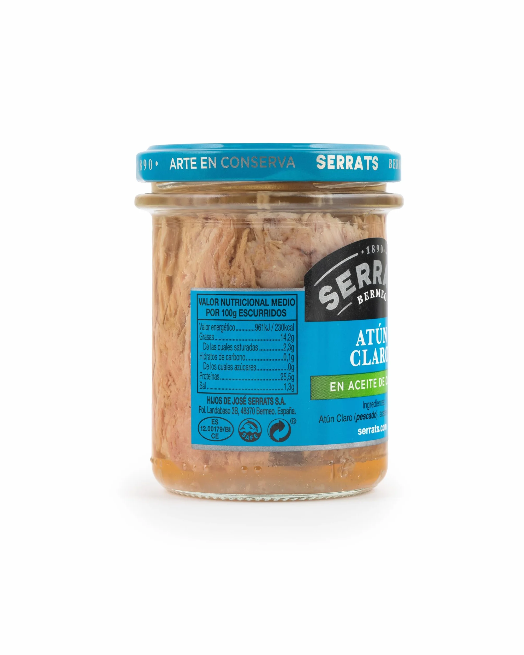 CONSERVAS SERRATS - Atún Claro en Aceite de Oliva Seleccionado - 6 Frascos x 190g (Total: 1140g) - Elaboración Artesanal desde 1890 - Sin Gluten - Rico en Omega 3 – Gourmet