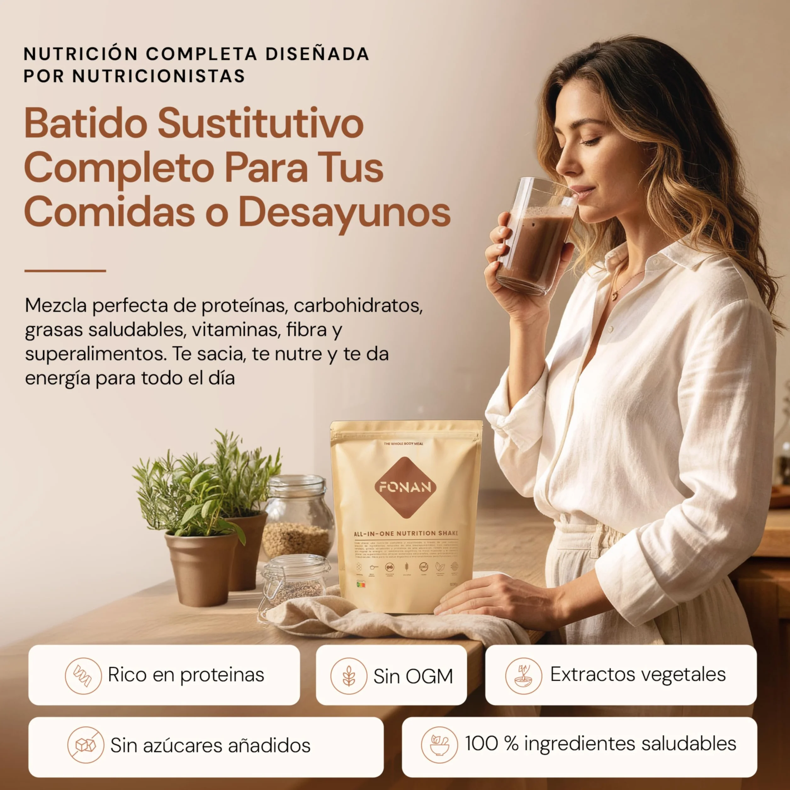 FONAN Batidos Sustitutivos de Comida y Desayuno con Enzimas DigeZyme y Probioticos - Batidos Saciantes Completos y Sanos con Proteina, Carbohidratos, Vitaminas, Minerales y Superalimentos COOKIES