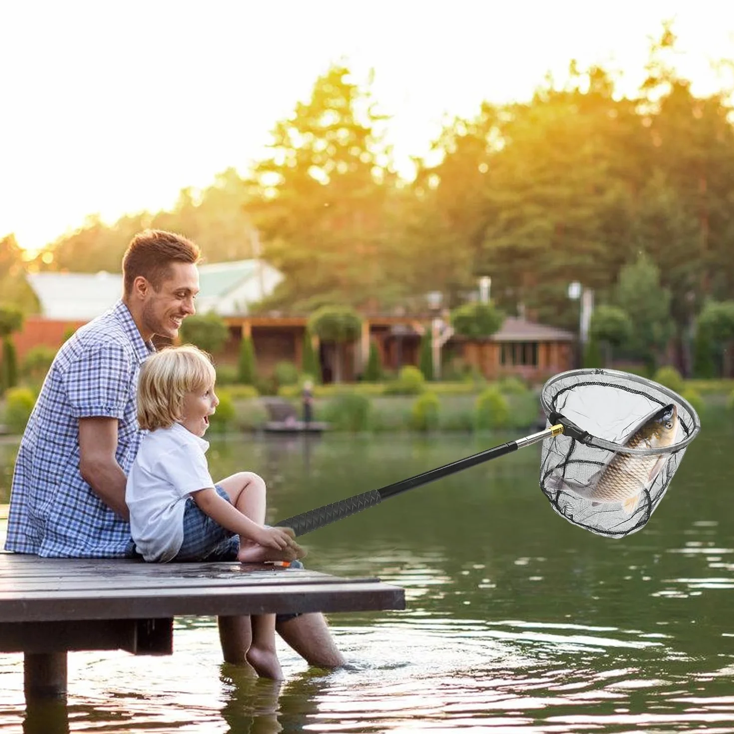 Red telescópica para pesca mariposas insectos niños pájaros peces