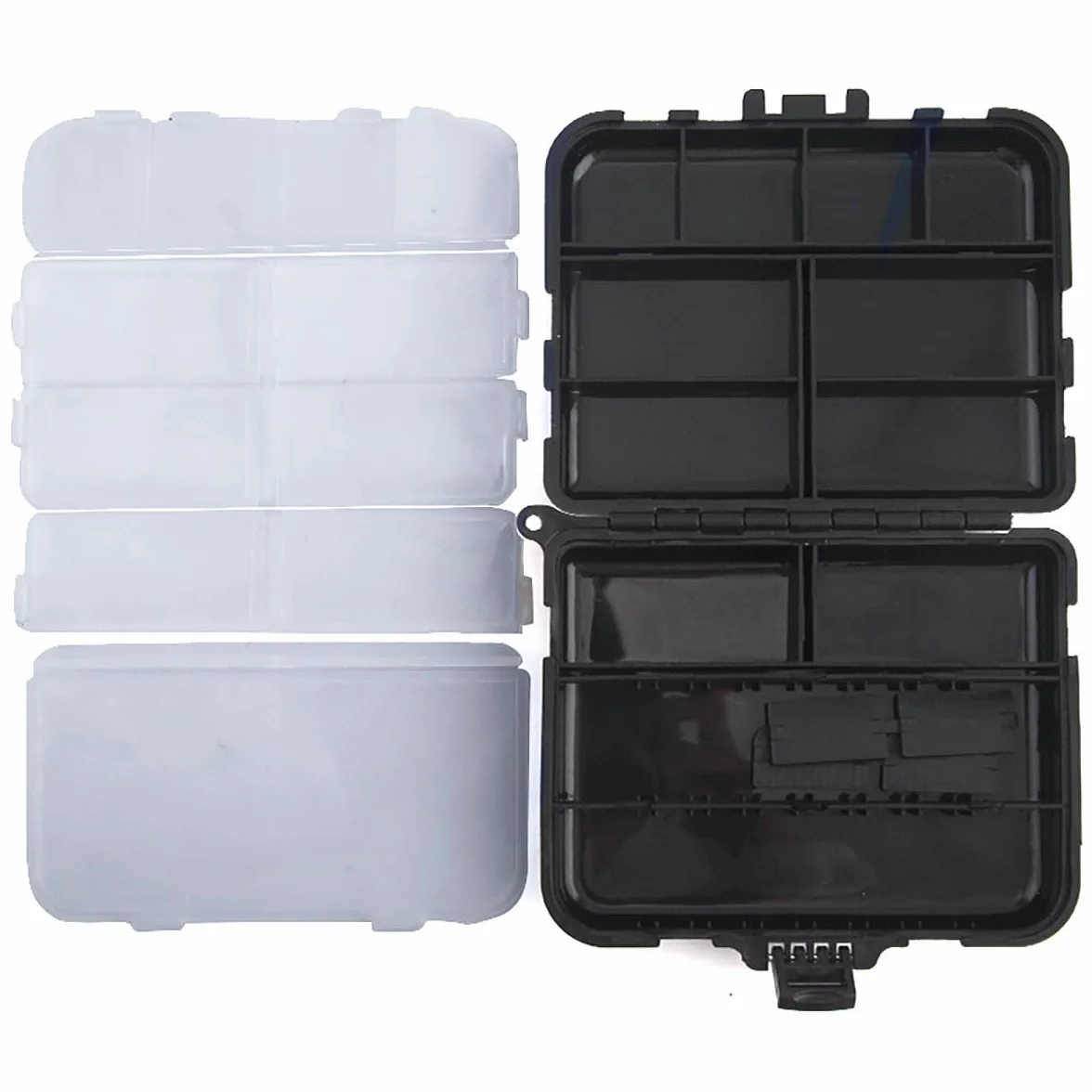 Caja de aparejos de pesca de doble capa, 16 compartimentos, contenedor de aparejos