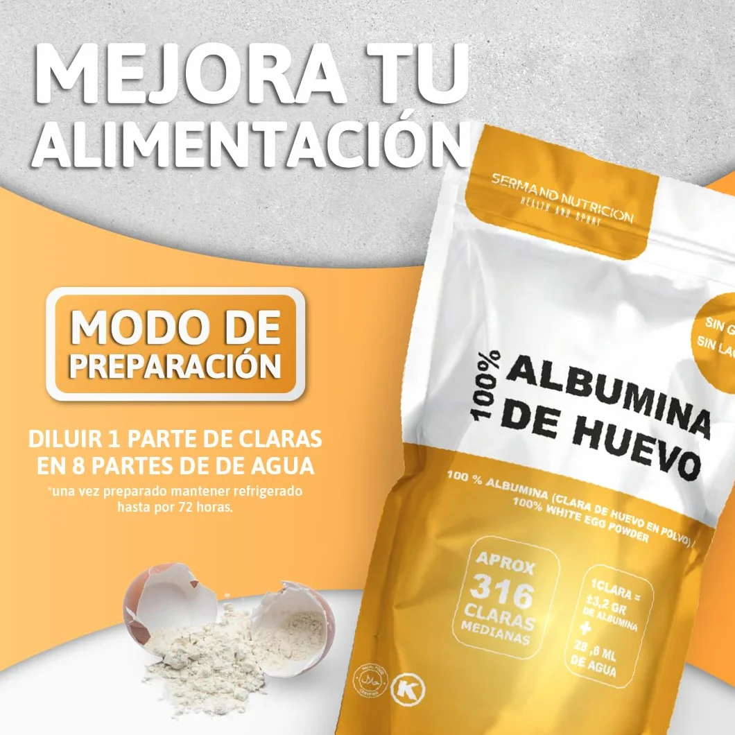 Clara de Huevo en Polvo Especial para Merengue 1Kg Huevos Pasteurizados Deshidratados Sin Aditivos Sin Lactosa Sin Gluten