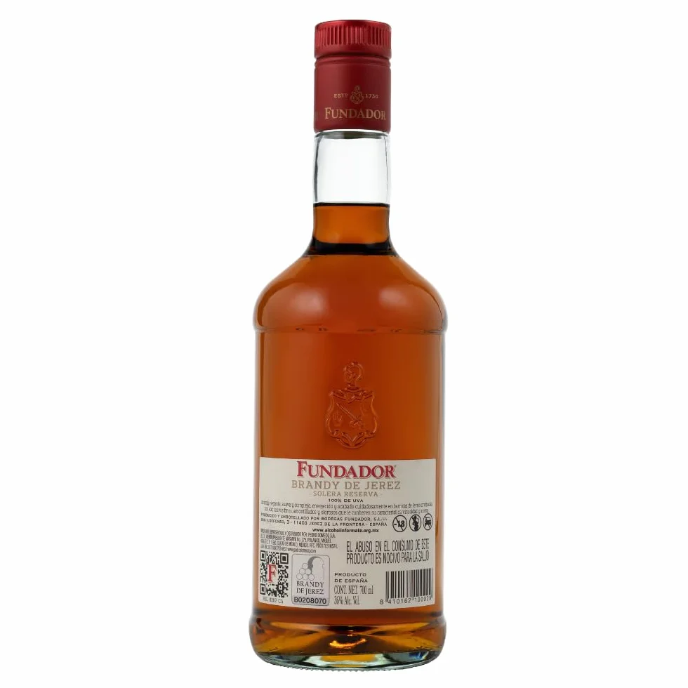 Fundador Sherry Cask Solera - Brandy de Jerez Solera, Bebida Espirituosa, 36% Volumen de Alcohol - 70 cl