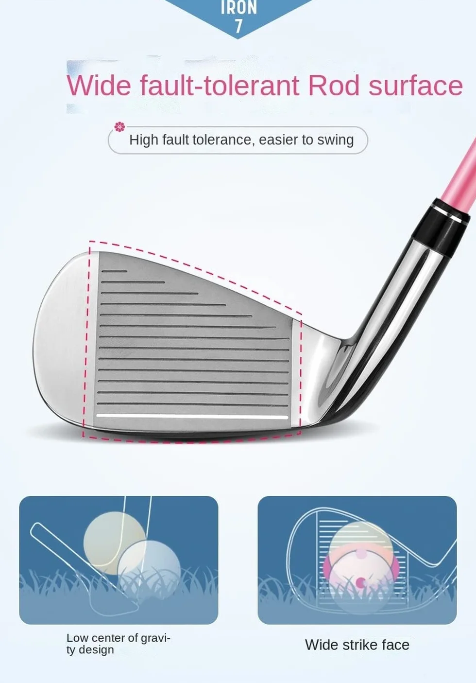 Hierro de golf para mujer #7 eje acero carbono Lady