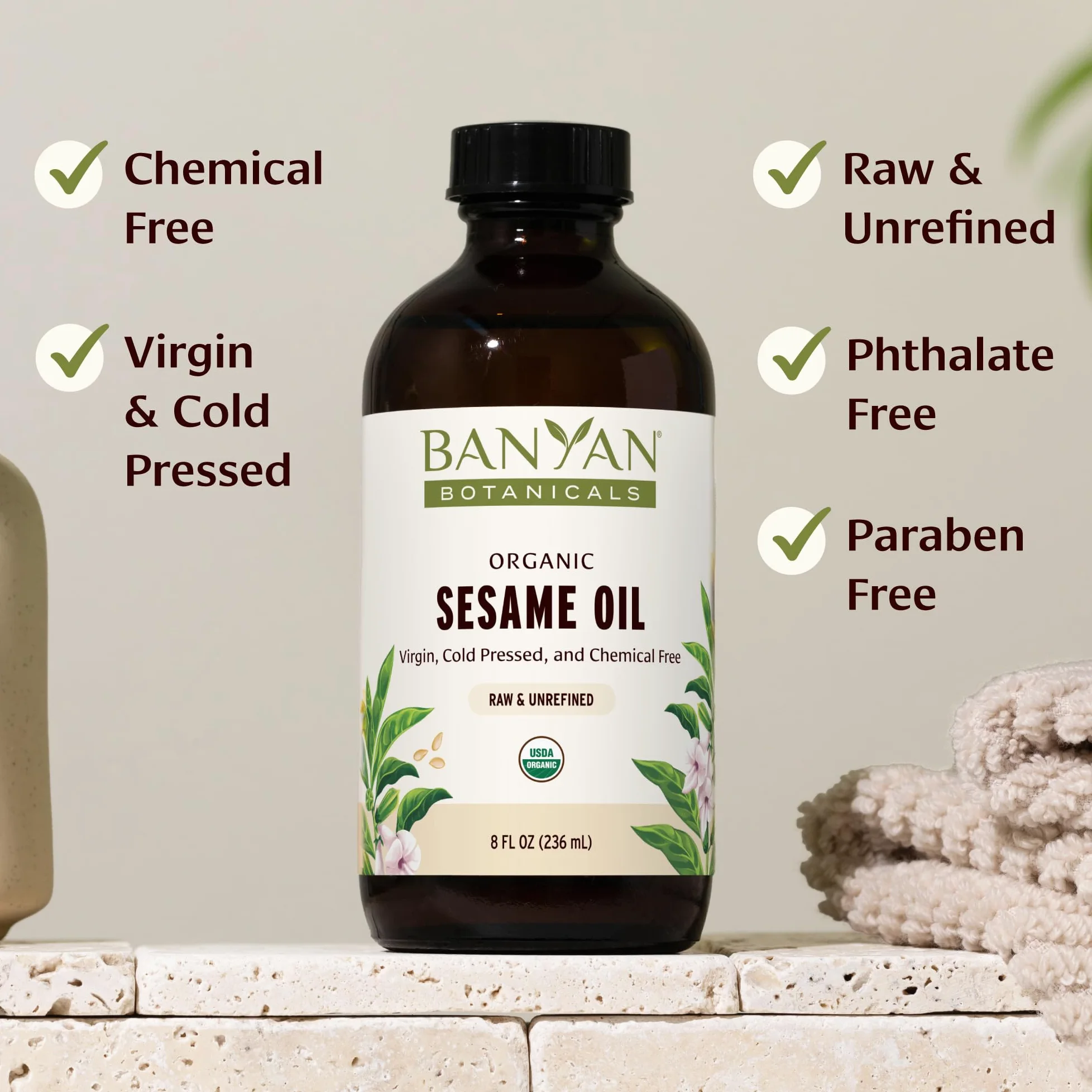 Sesame Oil, Certified Organic, 16 oz - Pure, Unrefined - The Most Traditional of All Oils Used in Ayurveda, Good for Vata & Kapha