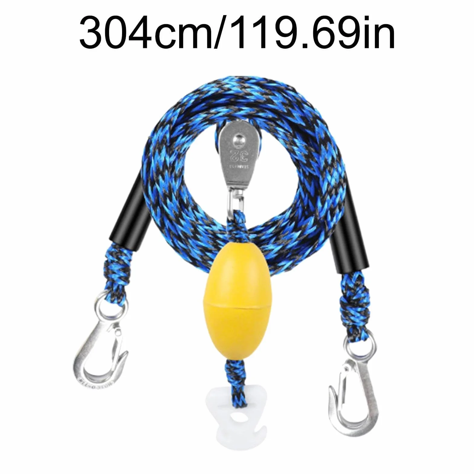 Arnés remolcador náutico Cable de arrastre 4 usuarios gancho polea giratoria 360° para pontón kayak esquí