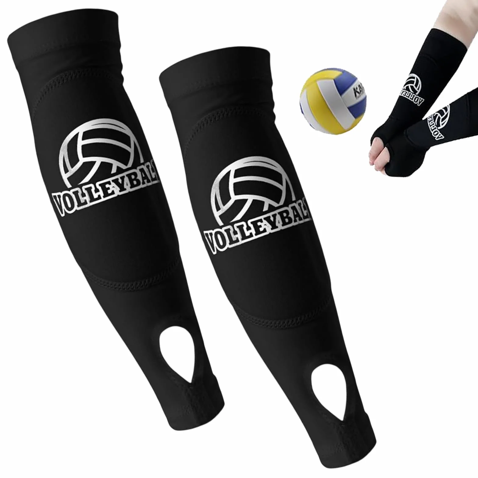 Manguitos Voleibol Niña Mujer con Almohadillas Protectoras y Orificios para Pulgares