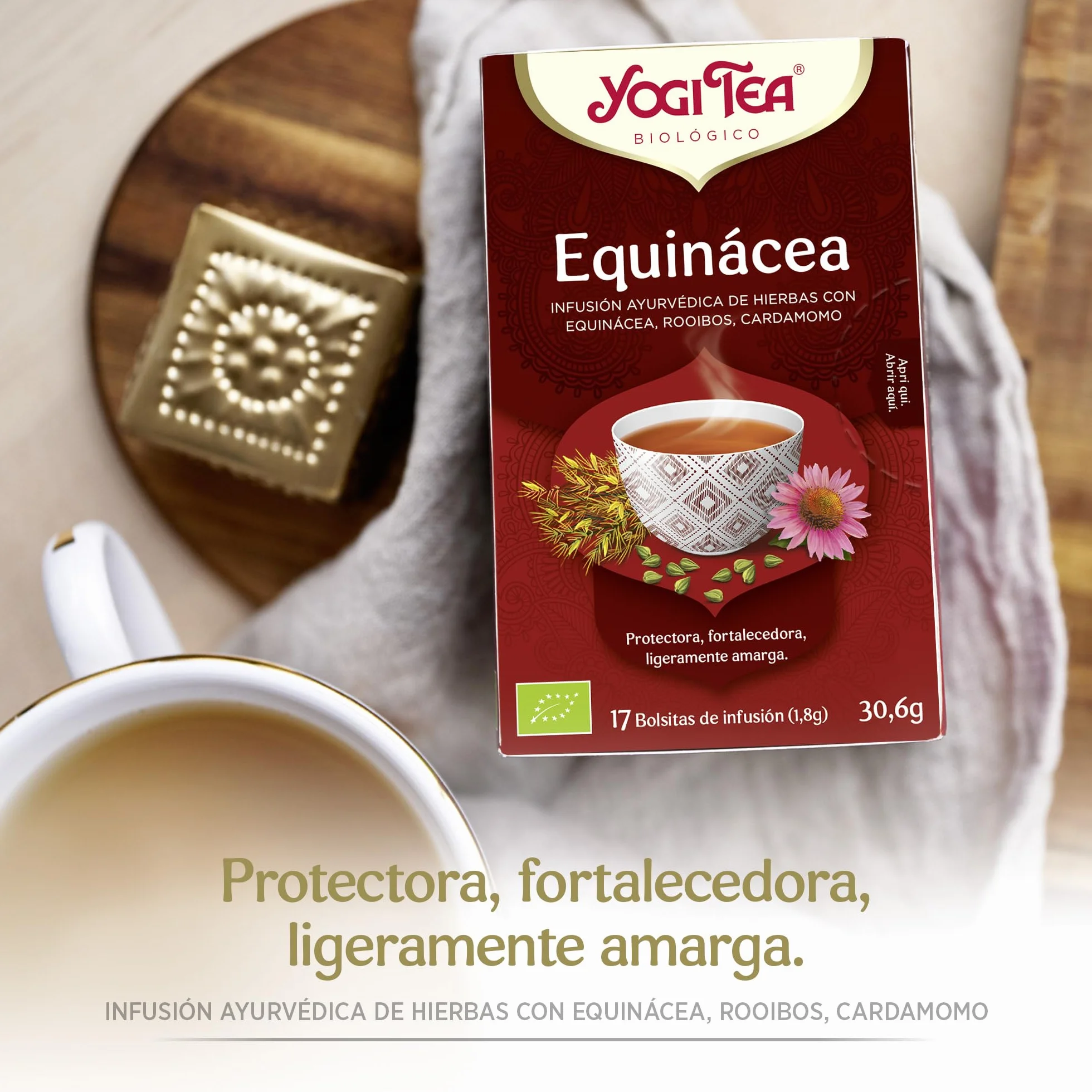 Yogi Tea - Equinácea - Infusión Ayurvédica - Mezcla de Equinácea, Rooibos y Cardamomo - Sin Cafeína - Pack de 3x17 bolsitas (51 bolsitas en total)