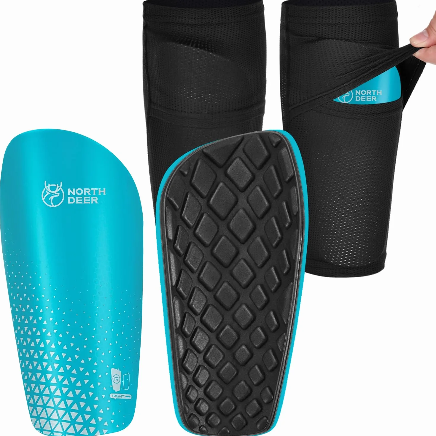 Northdeer Espinilleras Infantiles de Fútbol con Medias Bolsillo