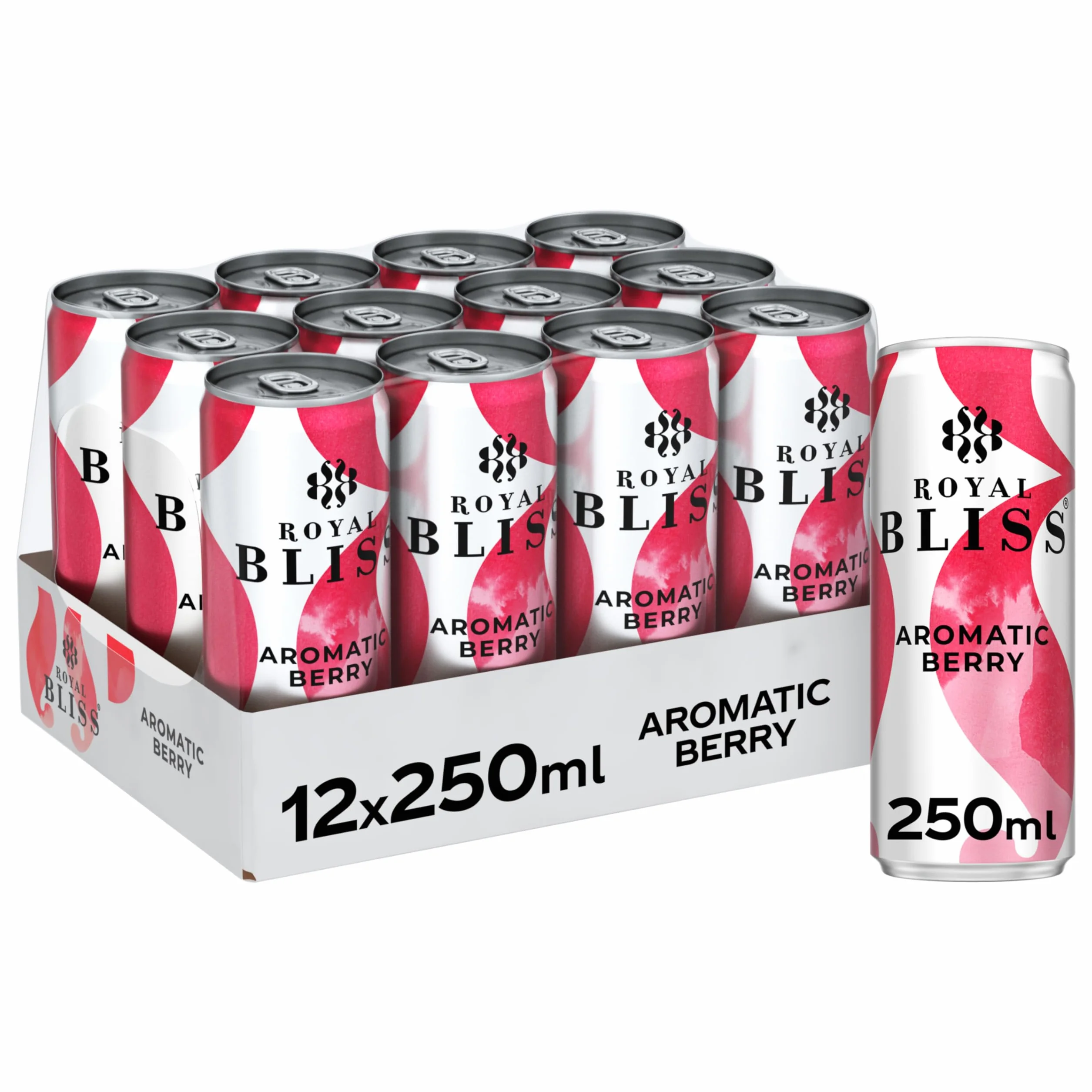 Royal Bliss Aromatic Berry ,Tónica Aromatizada y Refrescante - Pack de 12 Latas de 250 ml