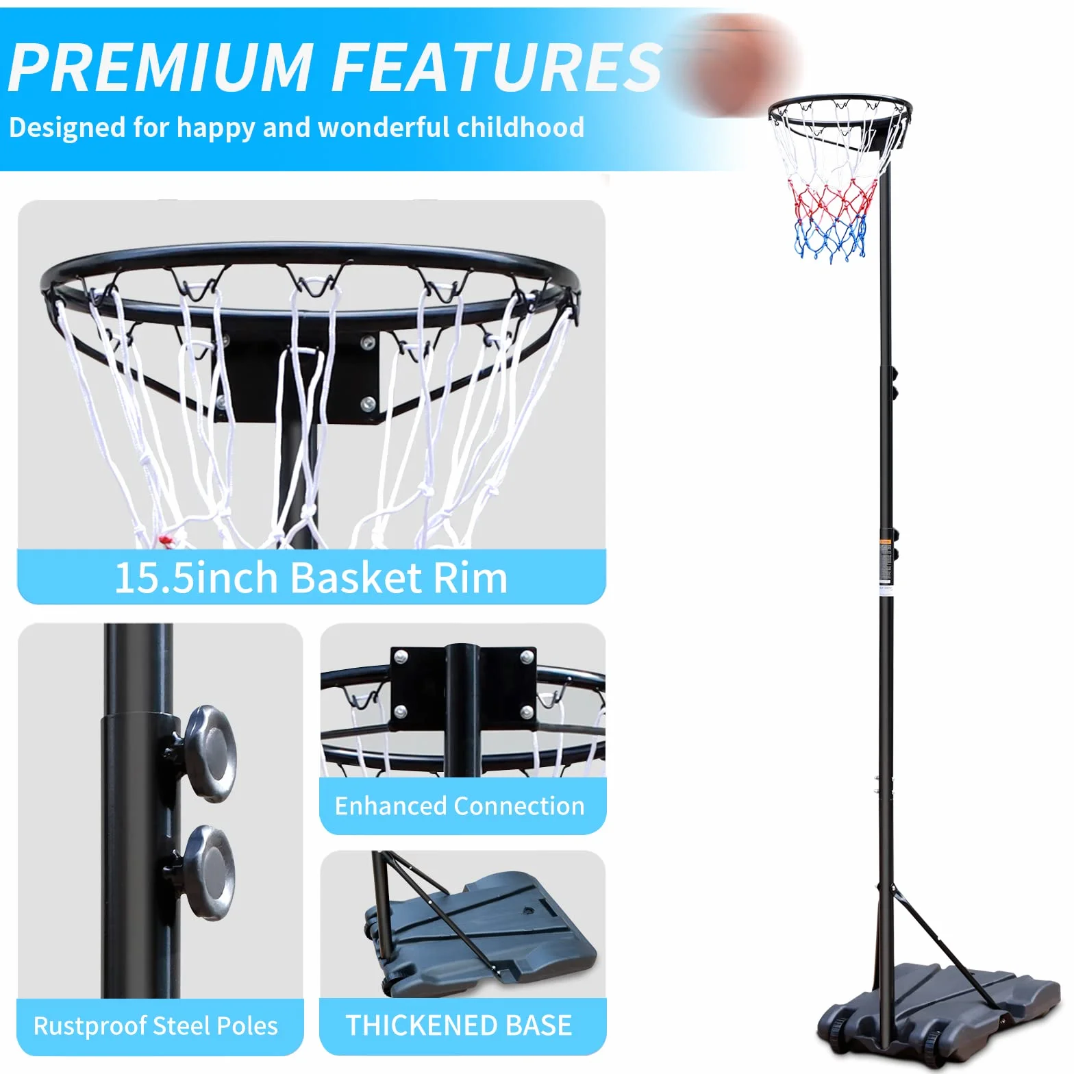 HIONRE 10 ft Profesional Ajustable Poste Netball Aro y Stands al Aire Libre