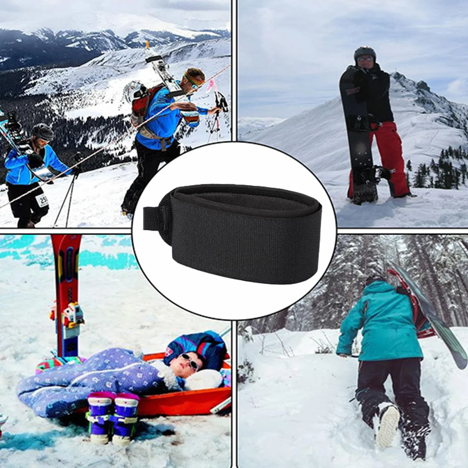 Correas Ajustables para Envolturas de Esquí con Almohadillas de EVA, Transportador Duradero