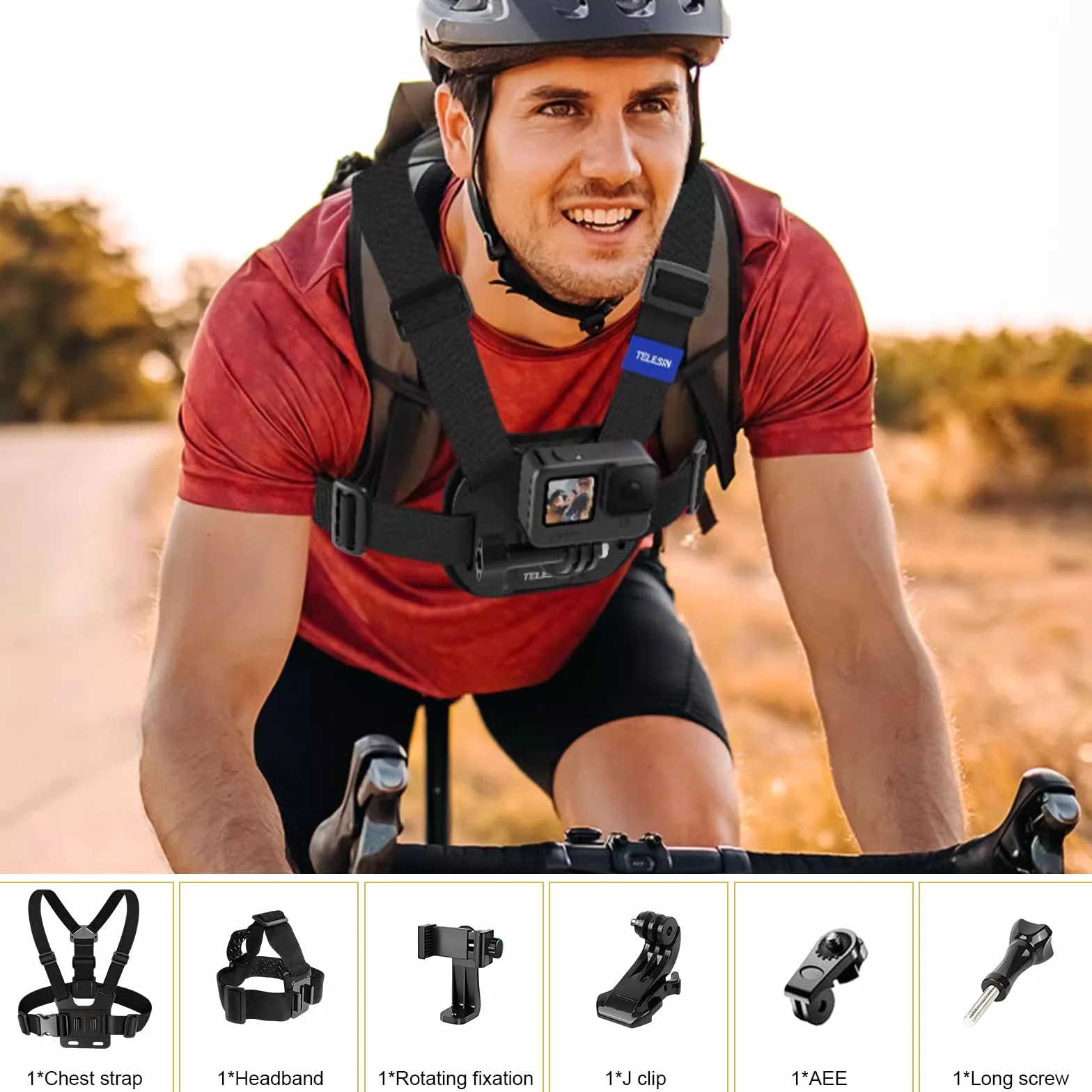 Soporte Móvil Pecho Cámara Arnés 3 en 1 Accesorios Deportivos para GoPro Hero DJI Osmo Smartphone