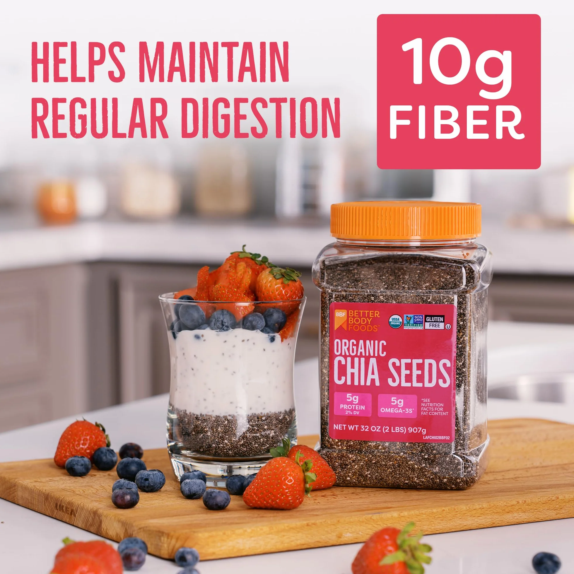 BetterBody Foods Organic Chia Seeds 2 lbs