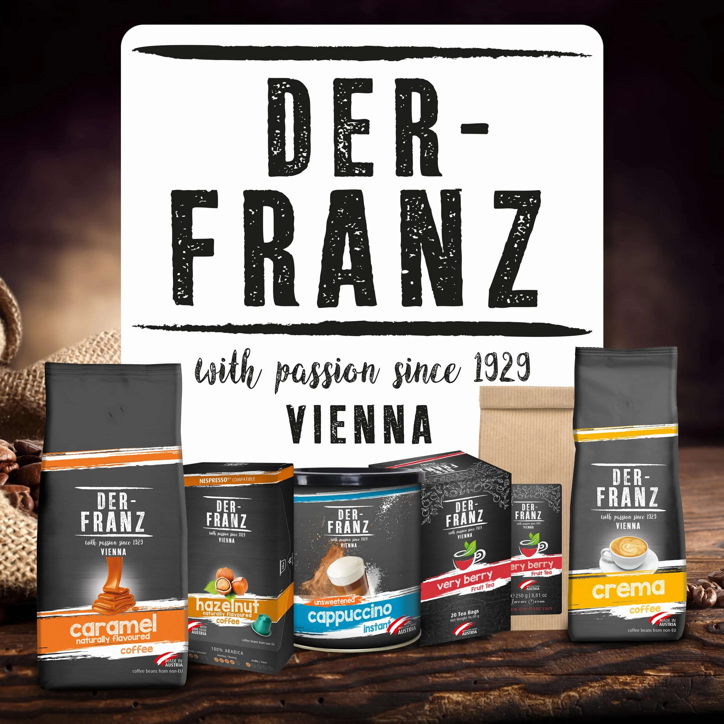 Der-Franz Café, Aromatizados con Avellana, Café mezcla de Arábica y Robusta granos enteros, 1000 g
